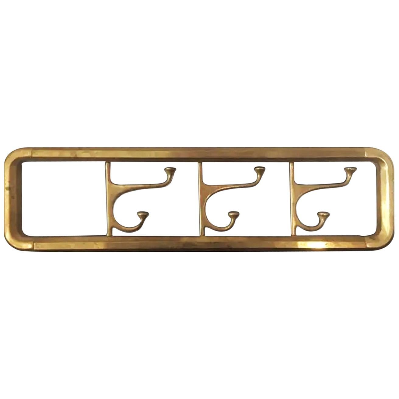 Brass Foldable Wall Coat Rack Midcentury / Art Deco , 1940s