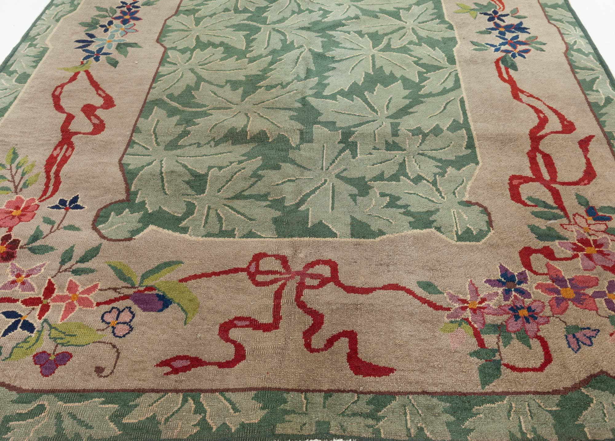 Midcentury Art Deco Chinese Handmade Wool Rug For Sale 2