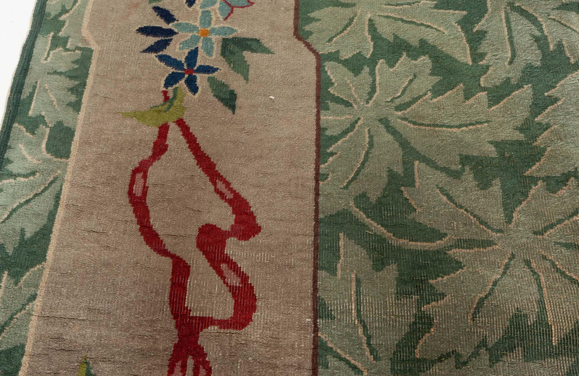 Mitte des Jahrhunderts Art Deco Chinese Handmade Wool Rug (Wolle) im Angebot