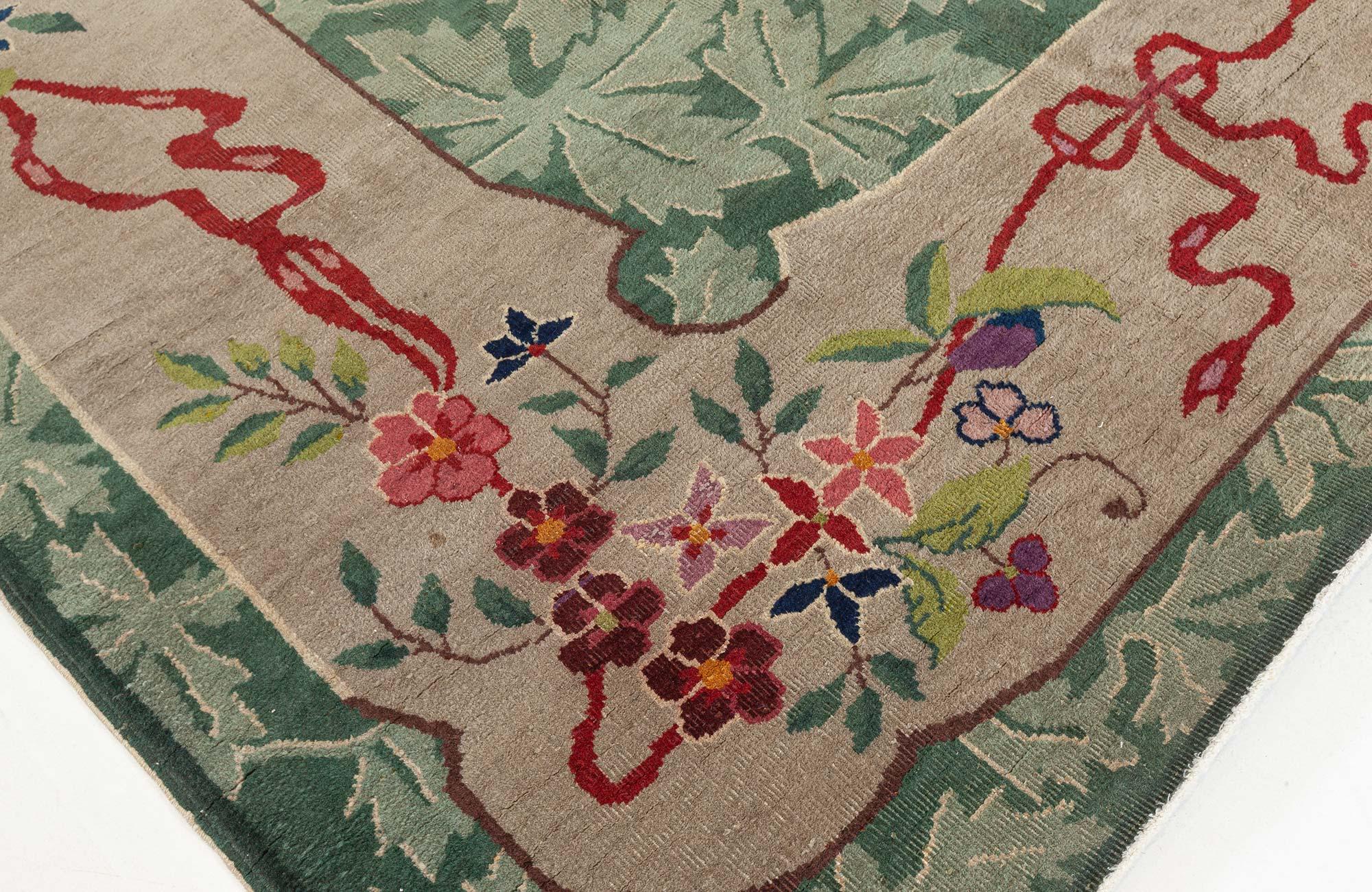 Mitte des Jahrhunderts Art Deco Chinese Handmade Wool Rug im Angebot 1