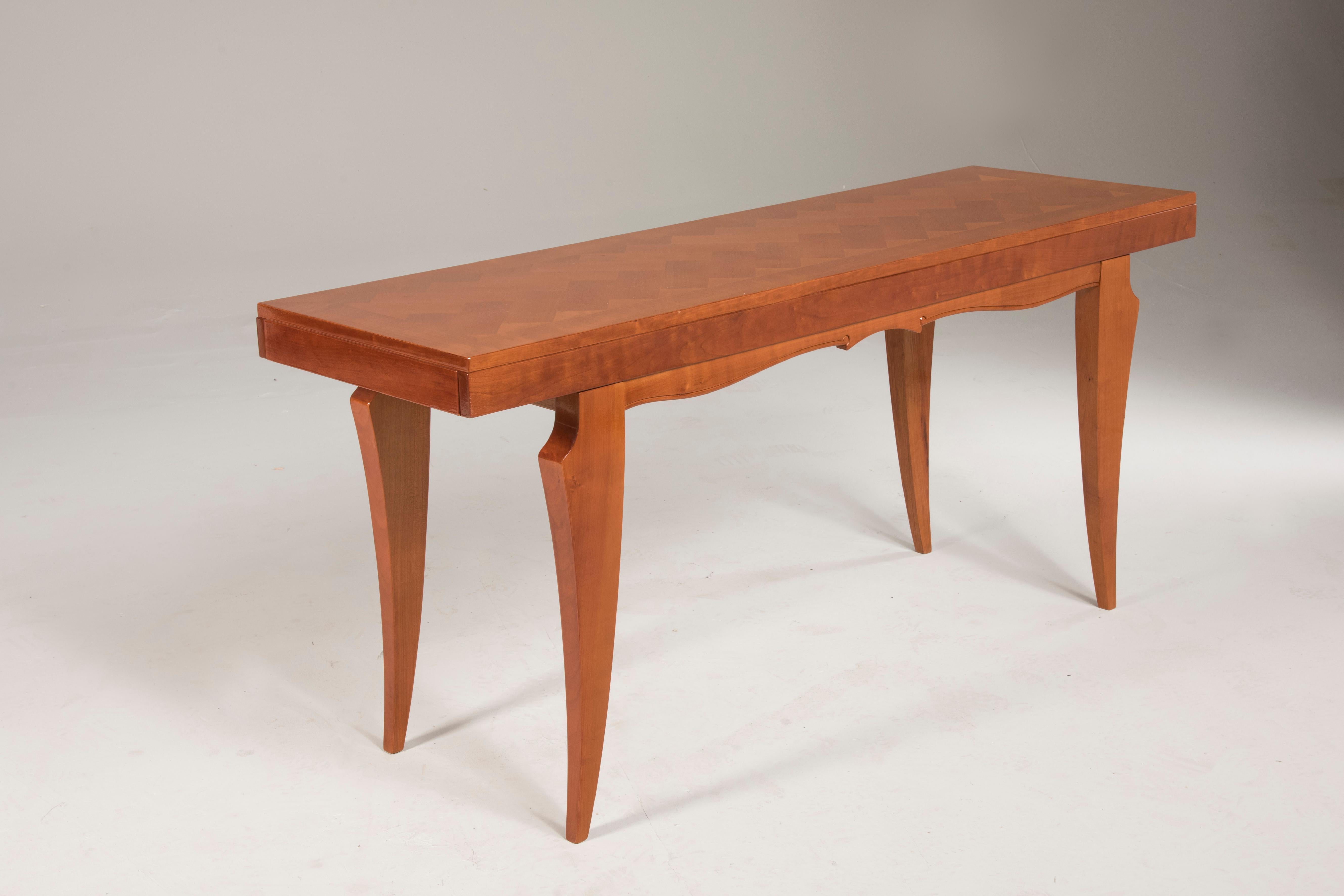 Bois Table console en bois de style Art Déco français du milieu du siècle dernier en vente