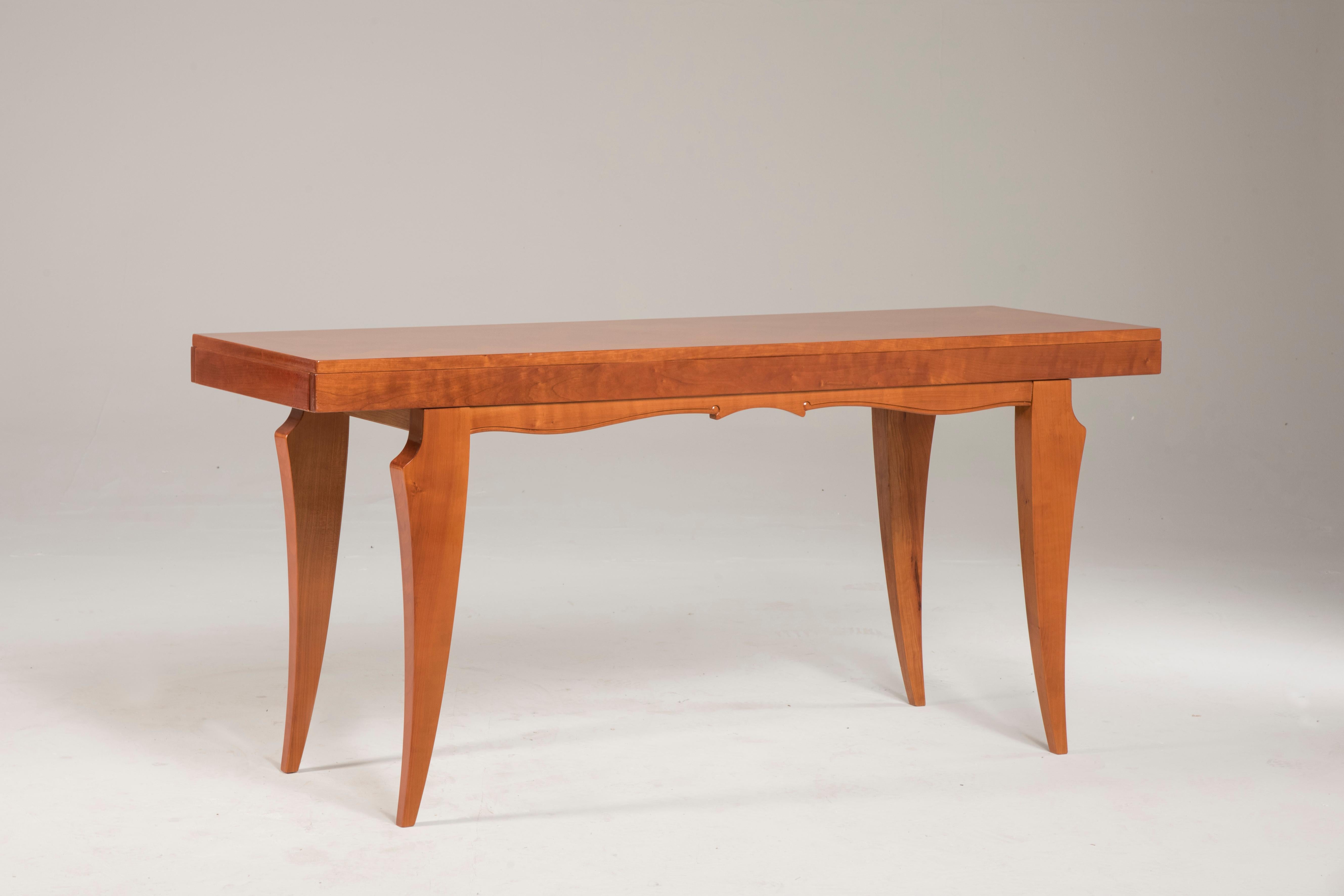 Table console en bois de style Art Déco français du milieu du siècle dernier en vente 1