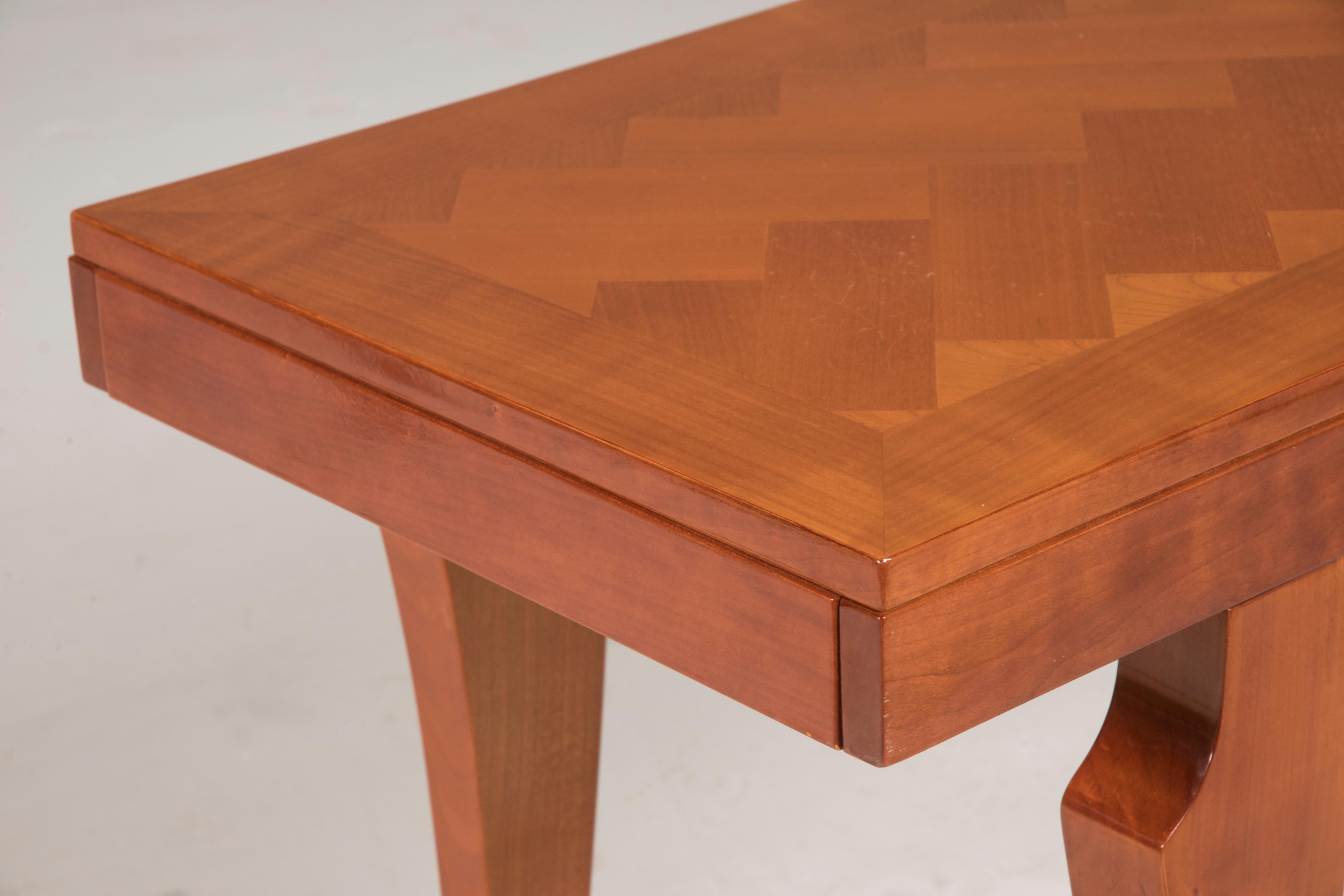 Table console en bois de style Art Déco français du milieu du siècle dernier en vente 2