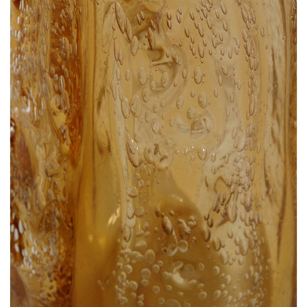 Midcentury-Vase aus Muranoglas von Art Decò, Bernsteinfarbe, „Pulegoso“ von Mazzega (20. Jahrhundert) im Angebot