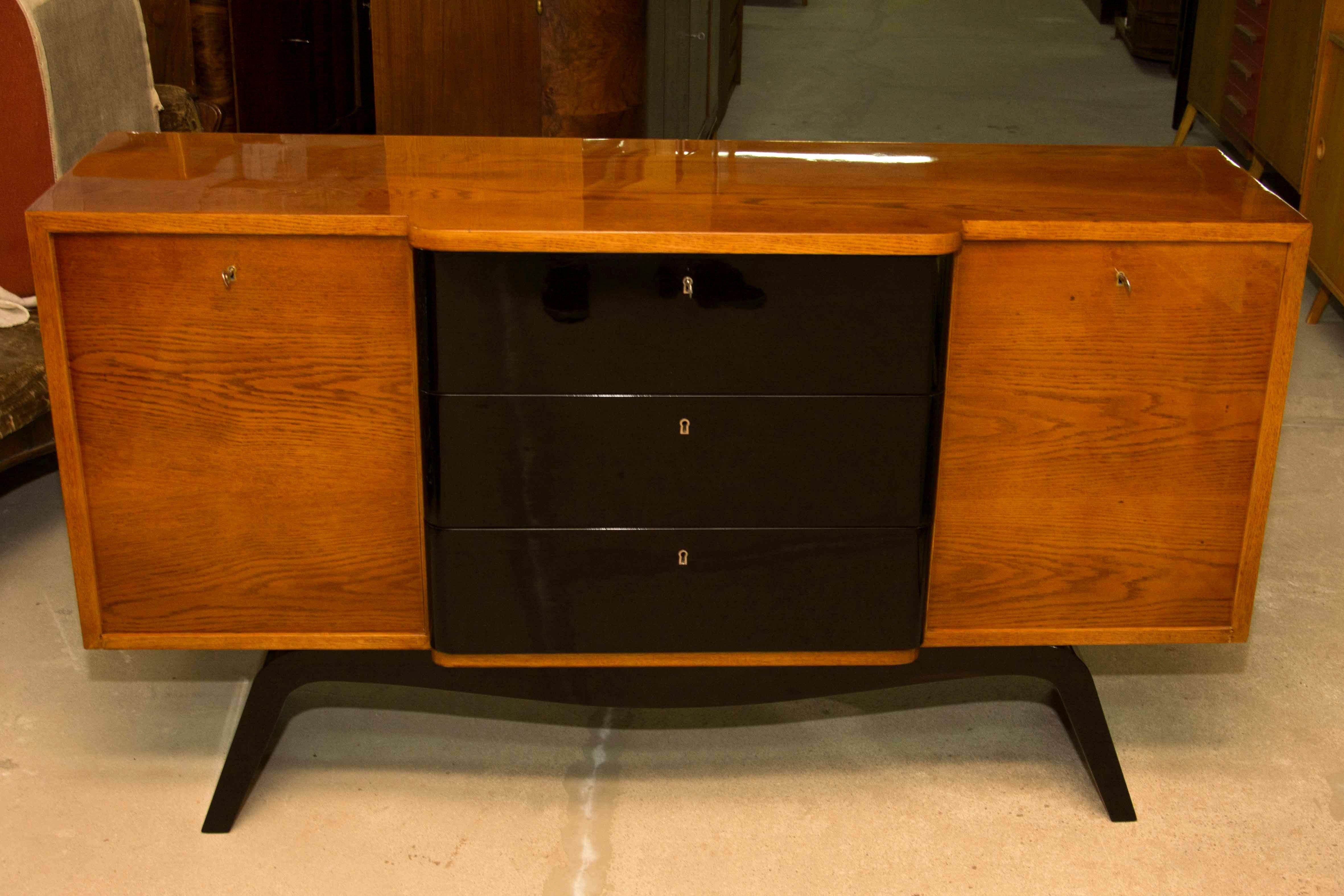 Mid-Century Modern Midcentury ART DECO Sideboard, Chest of Drawers, Bohemia, 1940´s