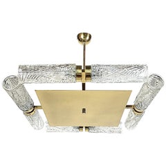 Kaiser & Co. Midcentury Art Deco Style Square Brass Chandelier, 1950s, Germany