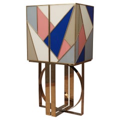 MidCentury Art Glass and Brass Dry Bar, 1990