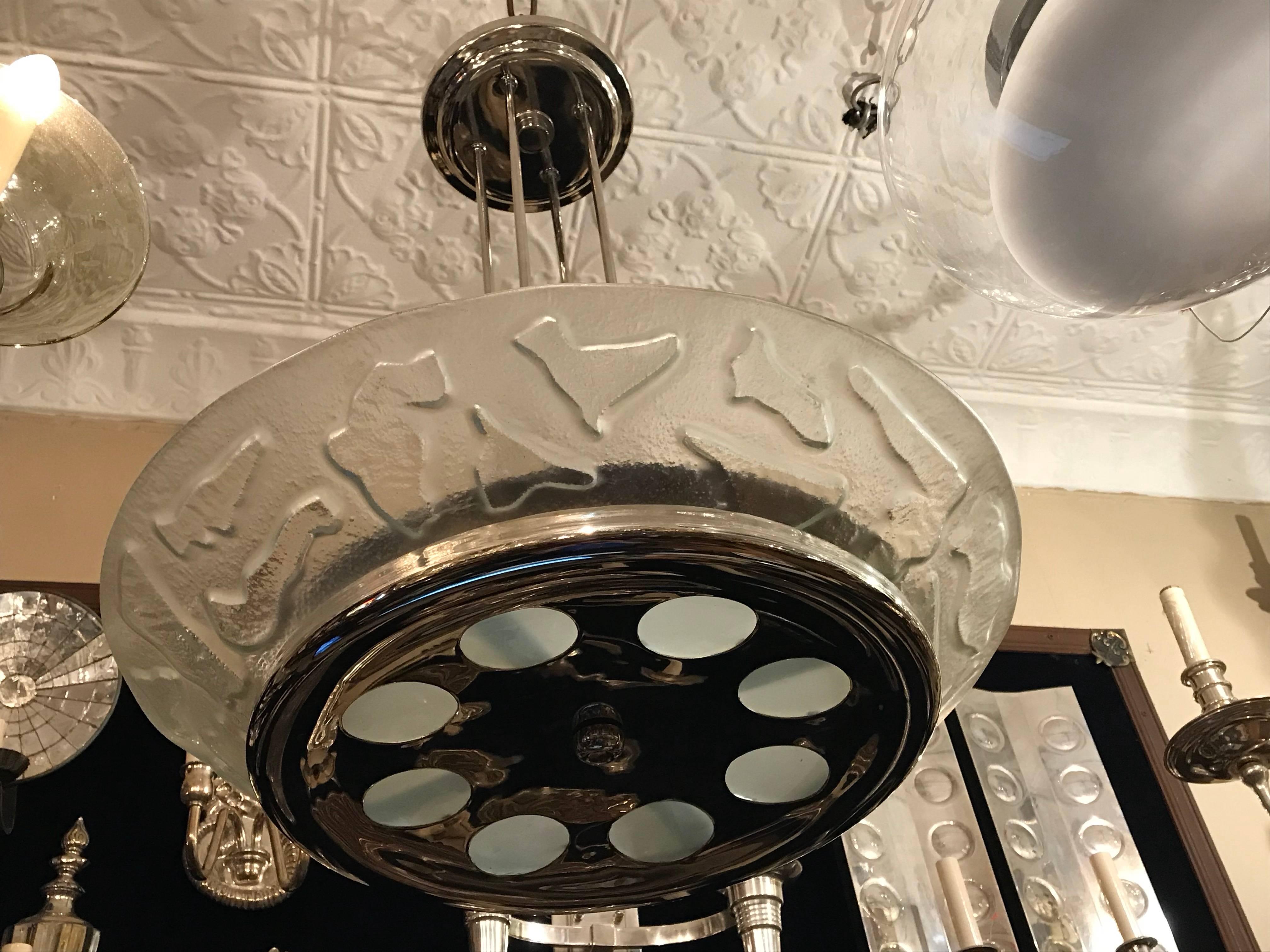 Molded A Moderne Nickel Plated Light Fixture For Sale