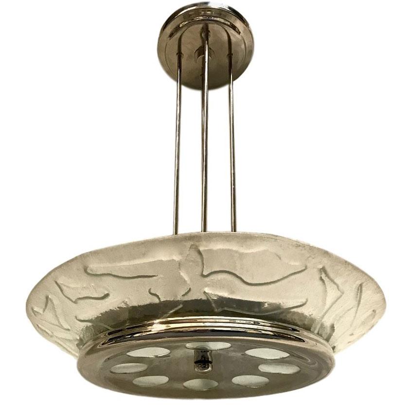 A Moderne Nickel Plated Light Fixture For Sale