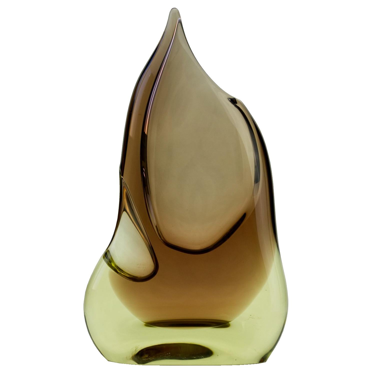 Midcentury Art Glass Vase by Miloslav Klinger for Zelezny Brod Glassworks, 1960