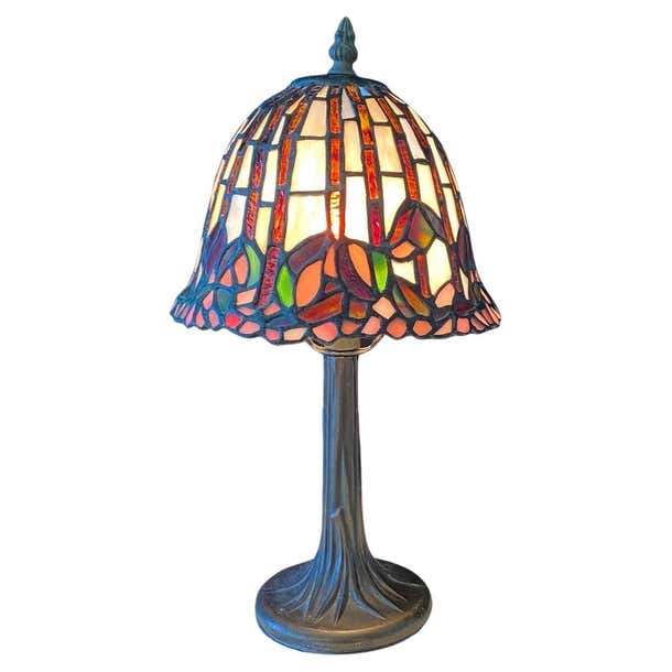 Midcentury Art Nouveau Tiffany Style Table Lamp For Sale at 1stDibs
