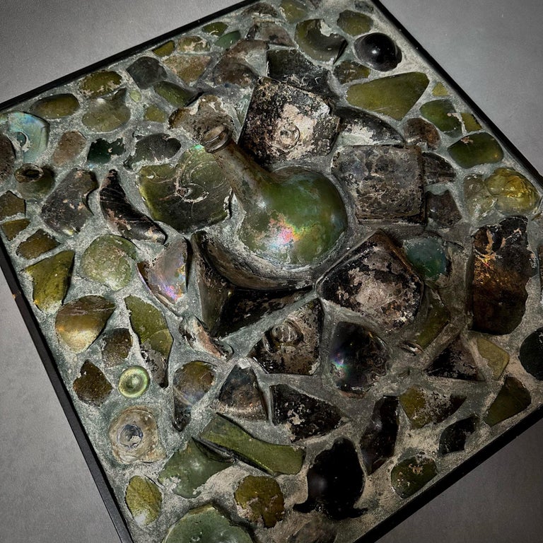 Midcentury Art Panel of Antique Glass Bottle Remnants For Sale at 1stDibs