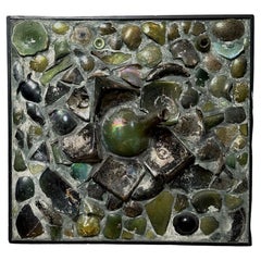 Midcentury Art Panel of Vintage Glass Bottle Remnants