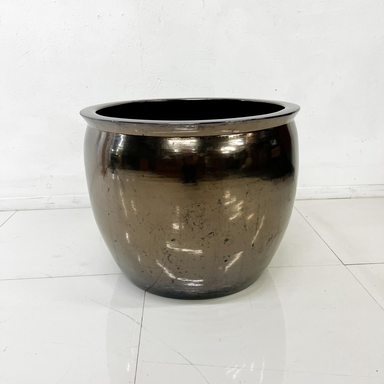 1980s Art Pottery Modern Ceramics Gainey Planter Pot Metallic Bronze ...