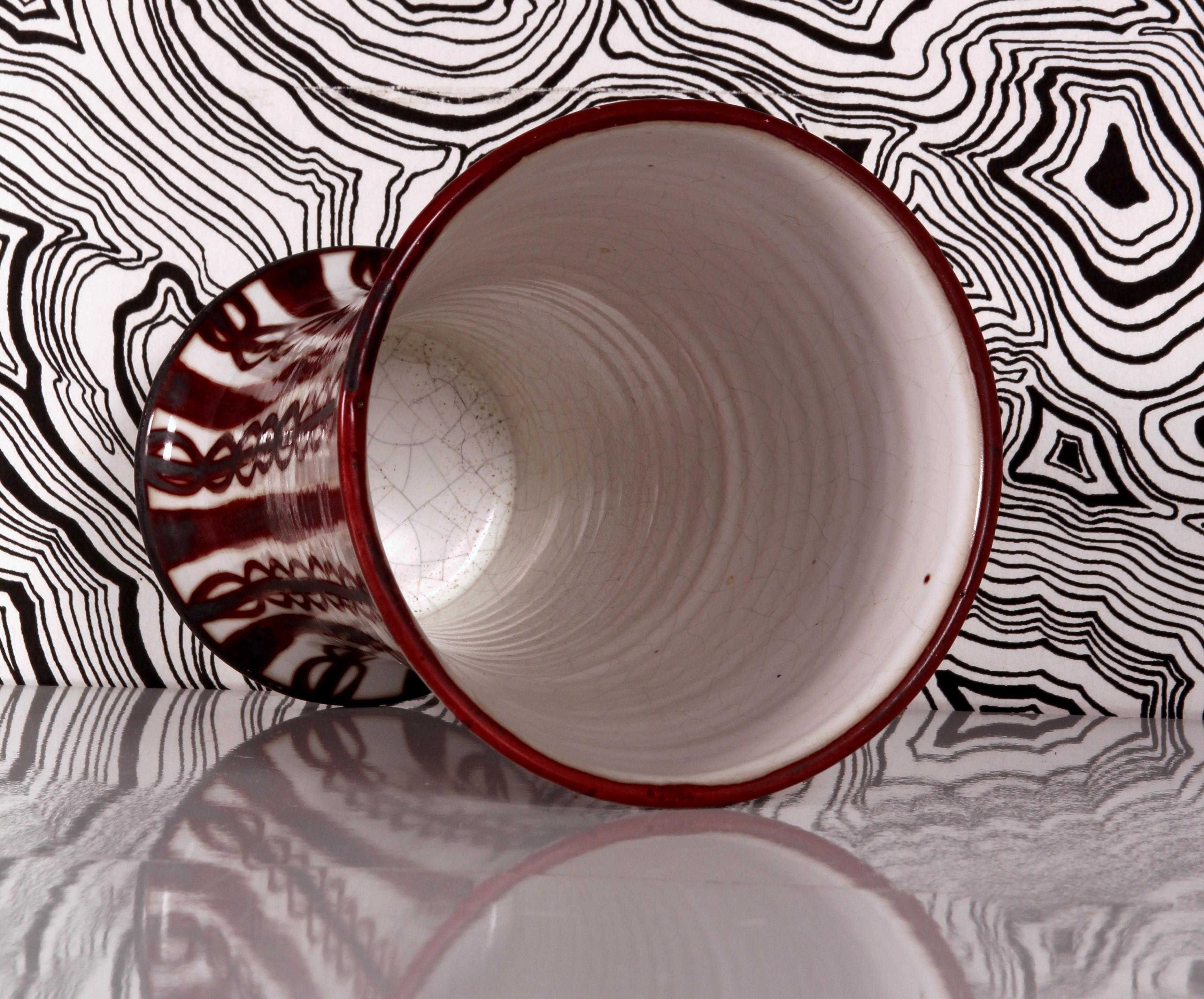 ceramica d'arte di metà secolo SET di cachepot e vaso entrambi con lo stesso smalto lucido unico in vendita 2