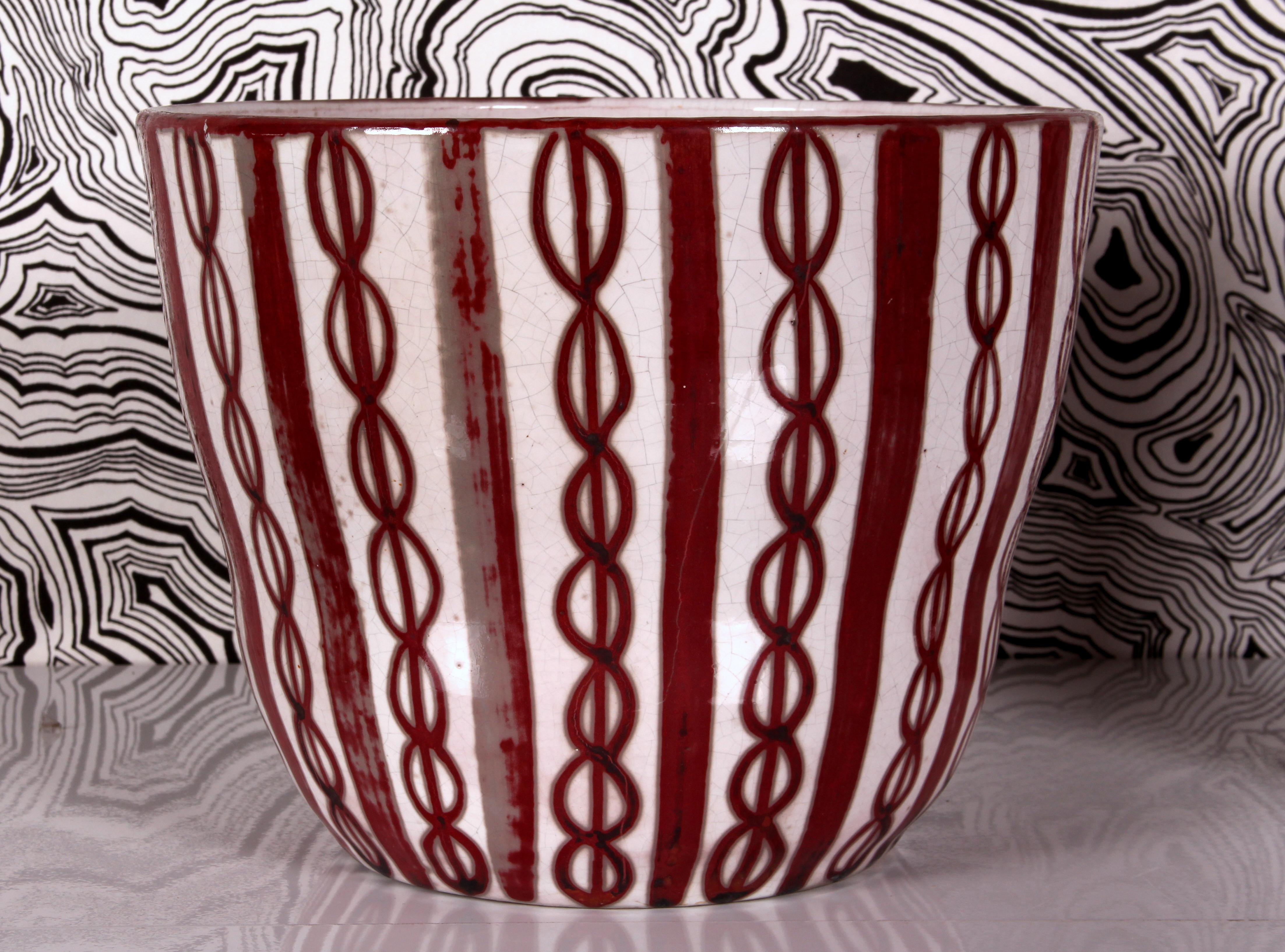 Tedesco ceramica d'arte di metà secolo SET di cachepot e vaso entrambi con lo stesso smalto lucido unico in vendita