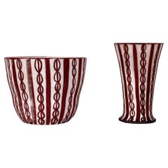 SET aus Übertopf und Vase aus der Mitte des Jahrhunderts, beide mit einzigartiger Glanzglasur