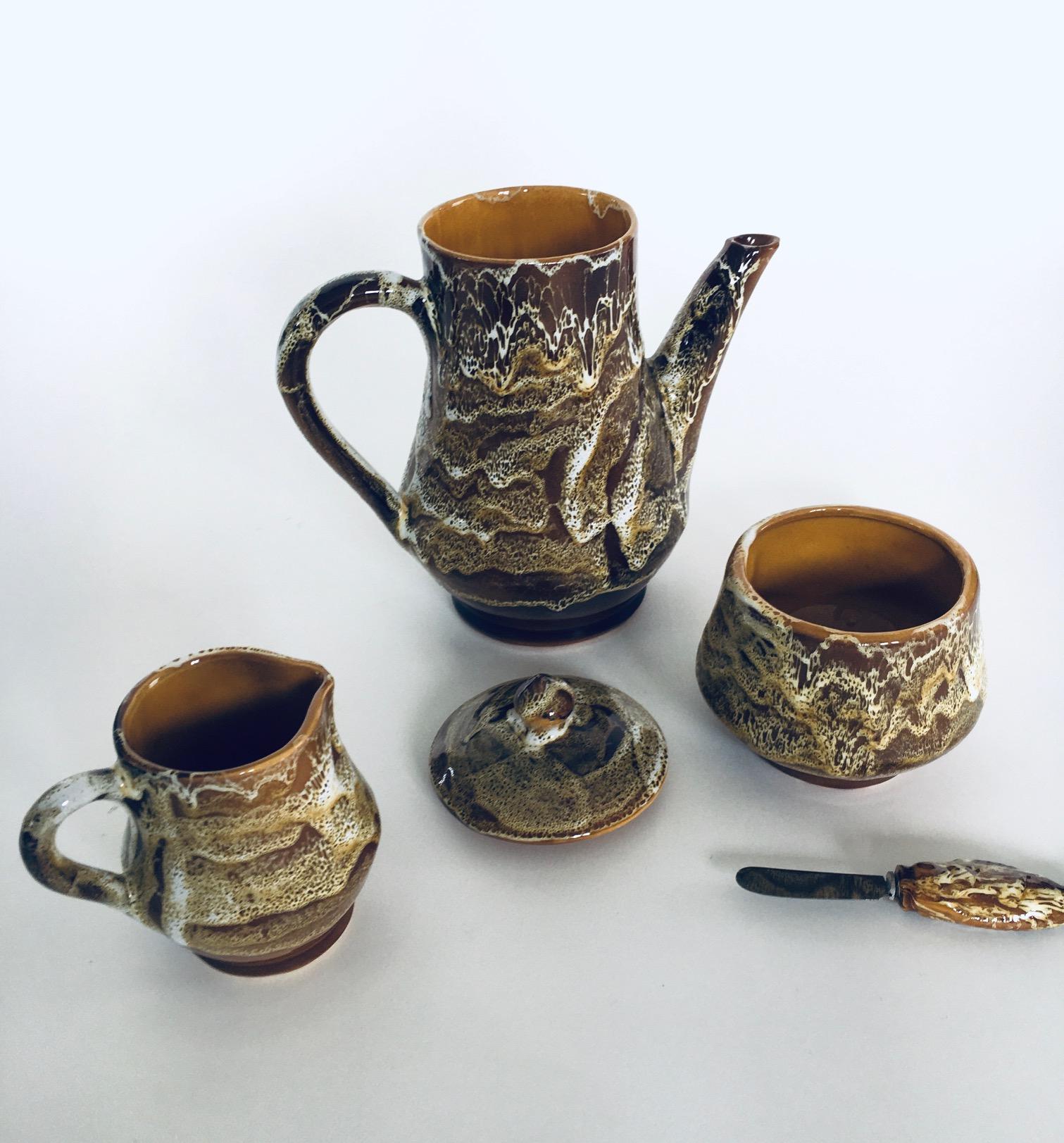 Midcentury Art Studio Pottery Tea & Coffee Service set, Vallauris France 1960's For Sale 3