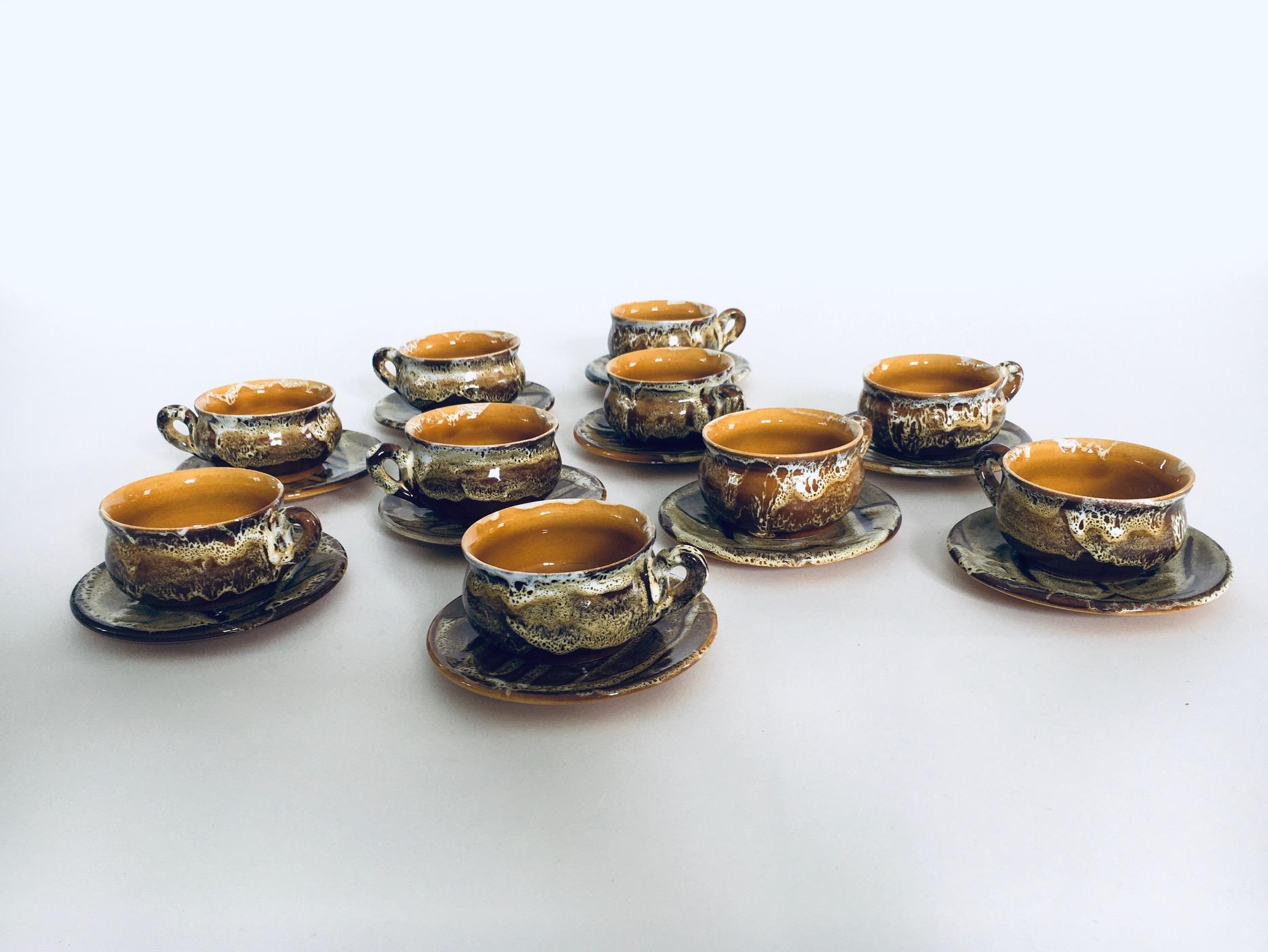 Midcentury Art Studio Pottery Tea & Coffee Service set, Vallauris France 1960's For Sale 7
