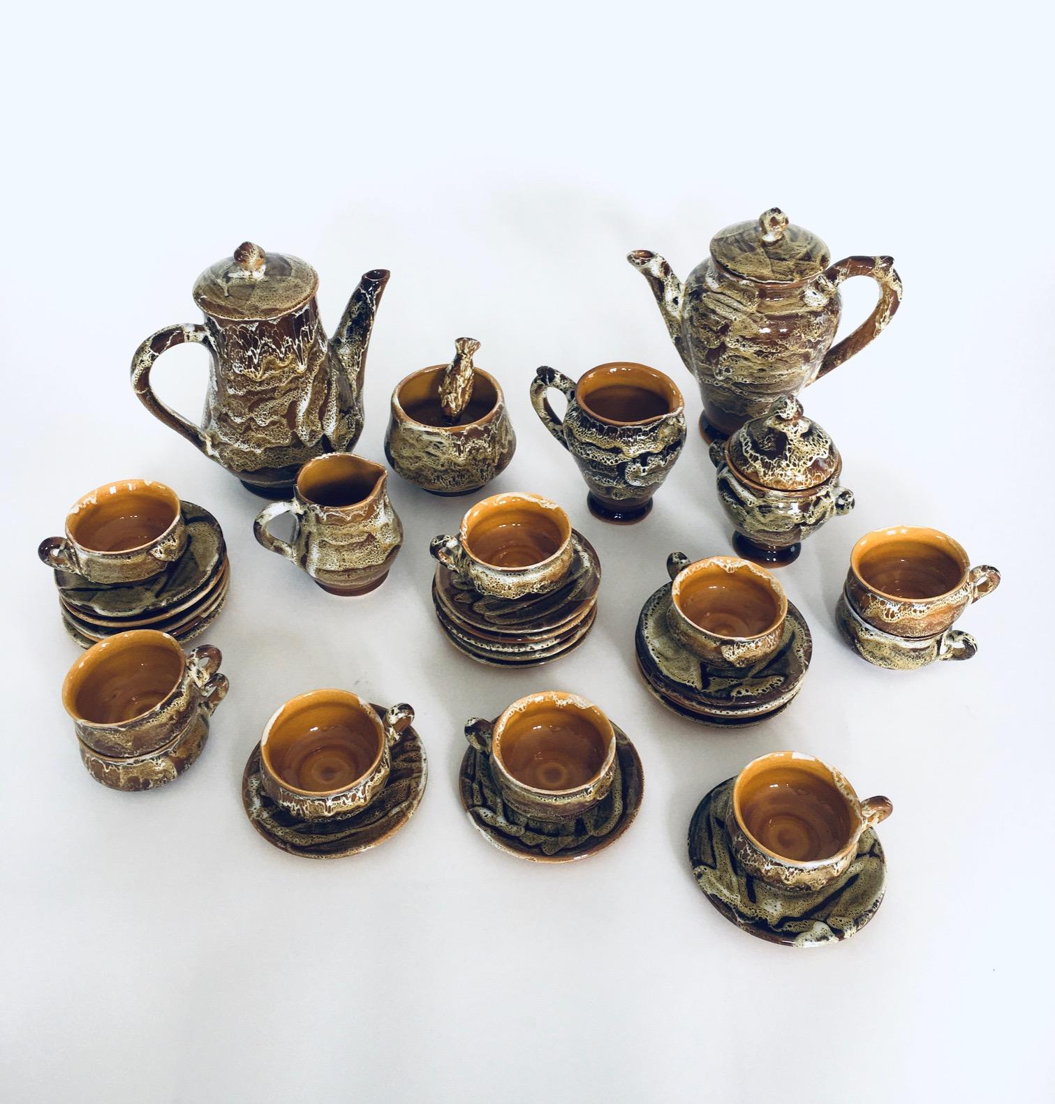 Mid-Century Modern Midcentury Art Studio Pottery Tea & Coffee Service set, Vallauris France 1960's For Sale