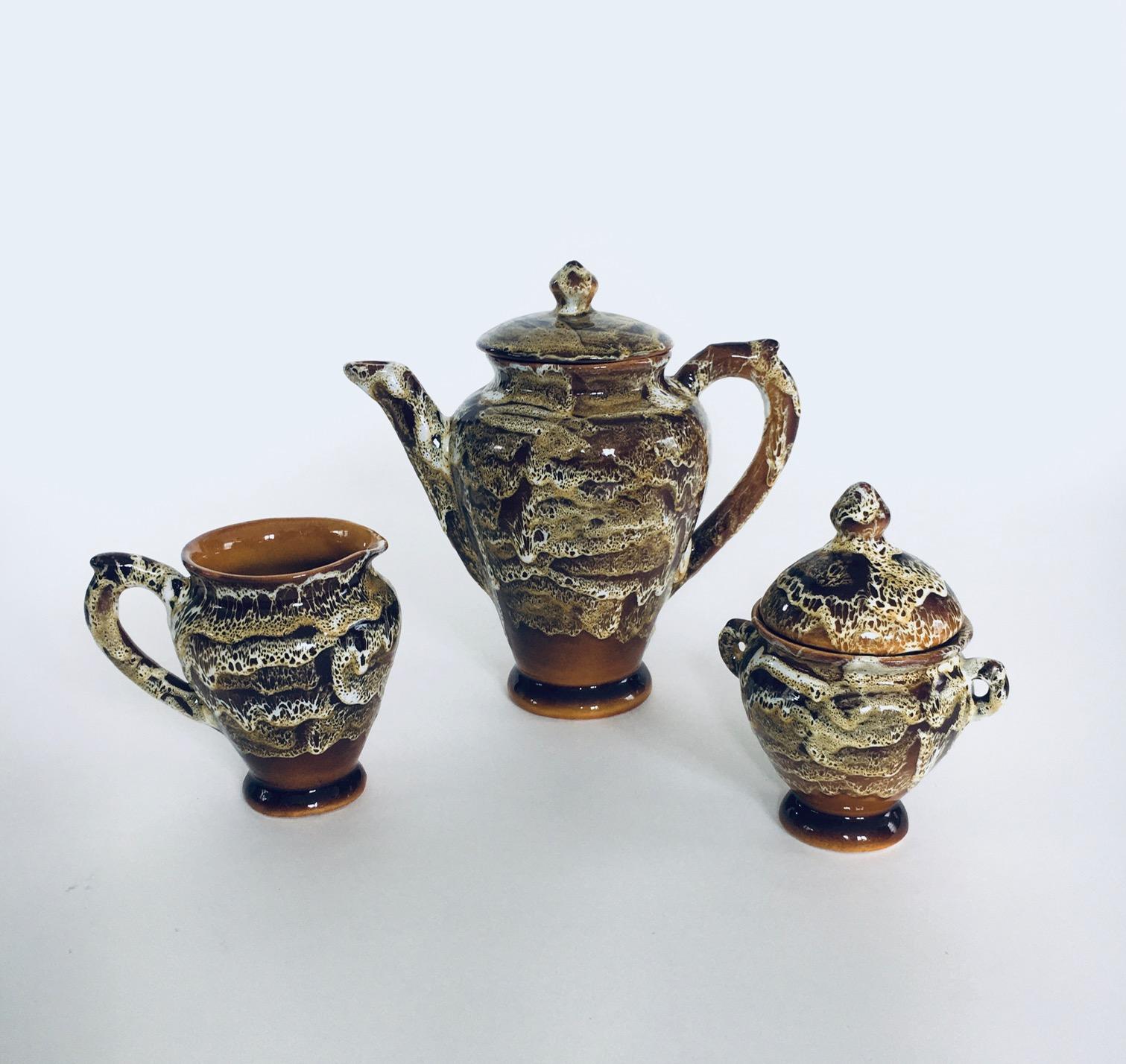 Midcentury Art Studio Pottery Tea & Coffee Service set, Vallauris France 1960's In Good Condition For Sale In Oud-Turnhout, VAN