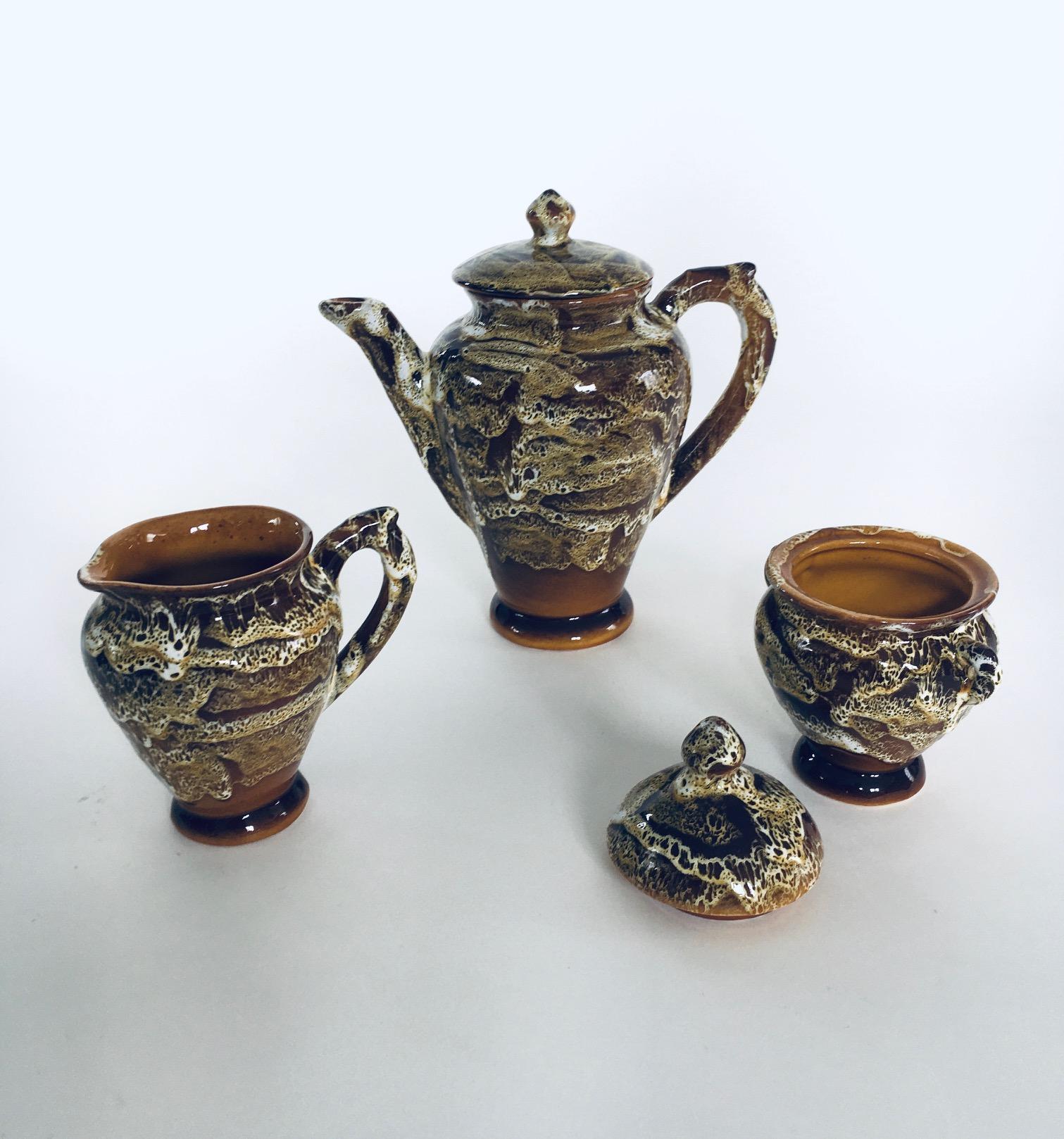 Mid-20th Century Midcentury Art Studio Pottery Tea & Coffee Service set, Vallauris France 1960's For Sale