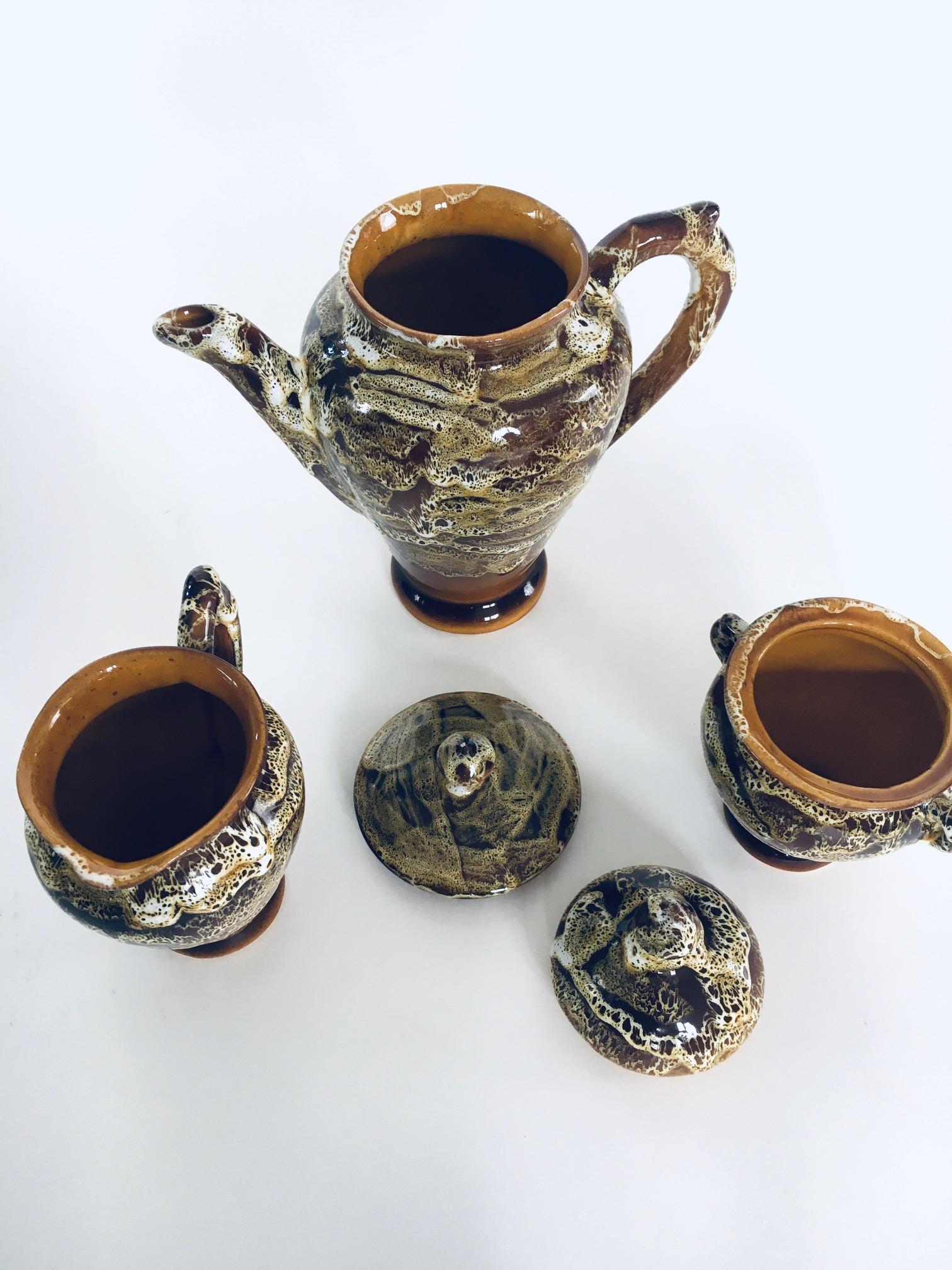 Ceramic Midcentury Art Studio Pottery Tea & Coffee Service set, Vallauris France 1960's For Sale
