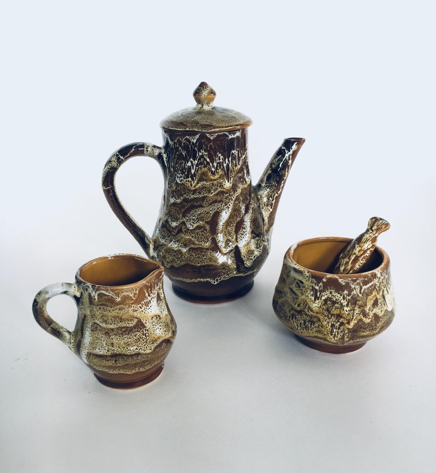 Midcentury Art Studio Pottery Tea & Coffee Service set, Vallauris France 1960's For Sale 1