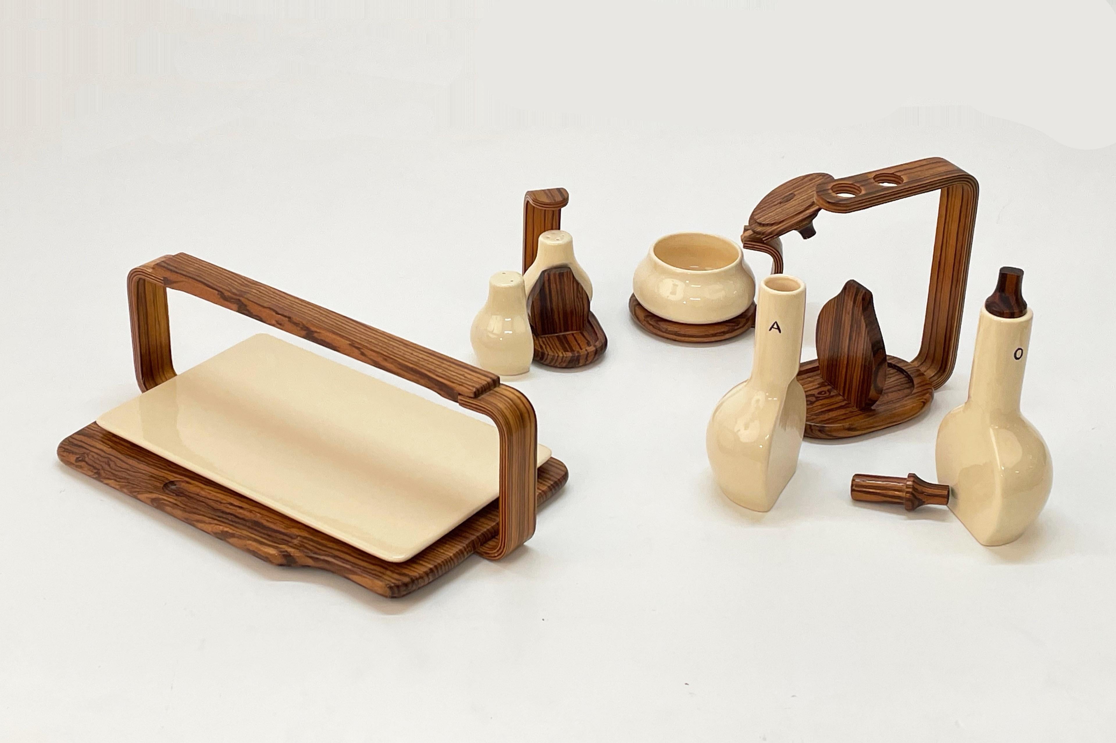 Table de service Artek en céramique ivoire et teck du milieu du siècle dernier dans le style Alvar Aalto, années 1970 9