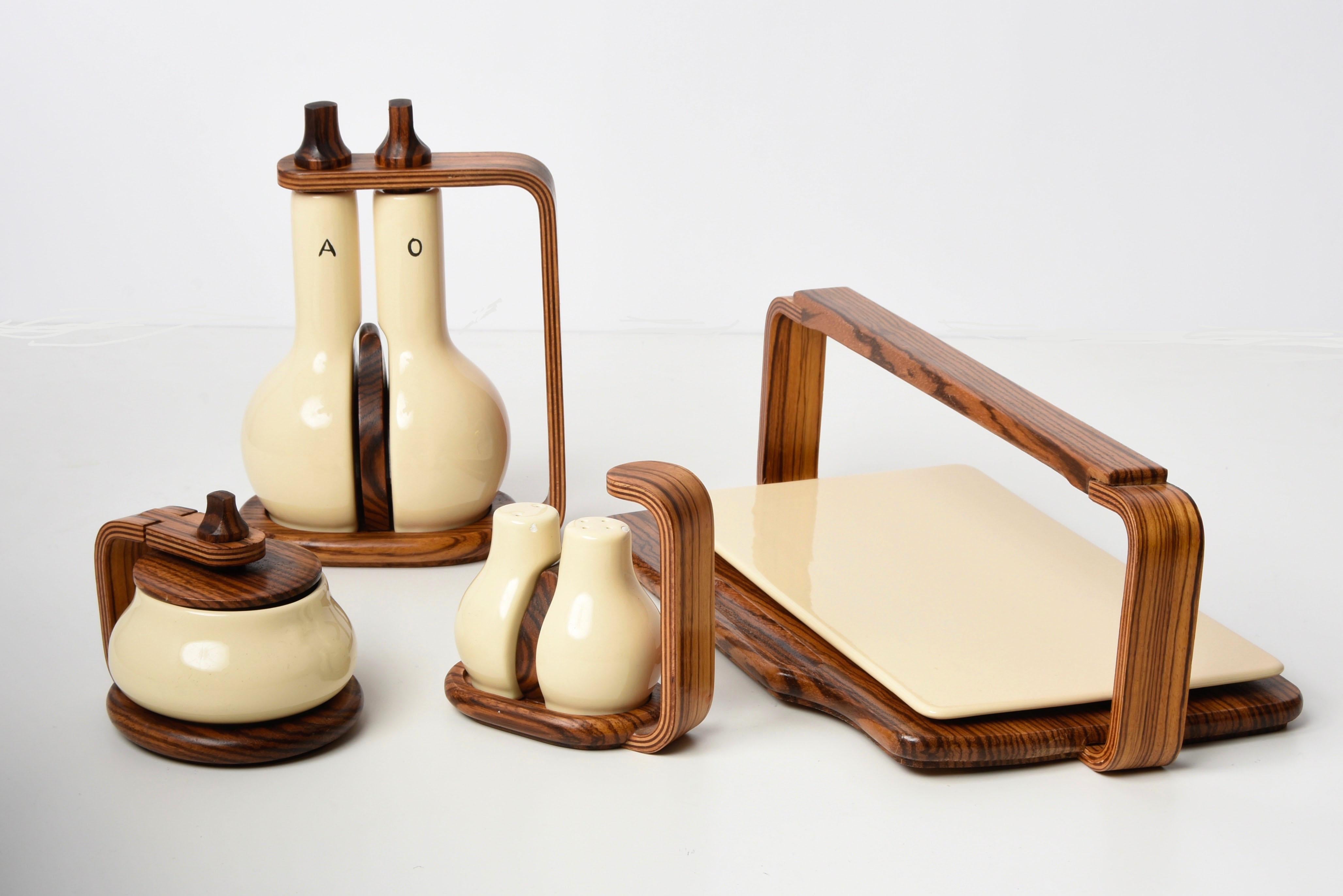 Table de service Artek en céramique ivoire et teck du milieu du siècle dernier dans le style Alvar Aalto, années 1970 2