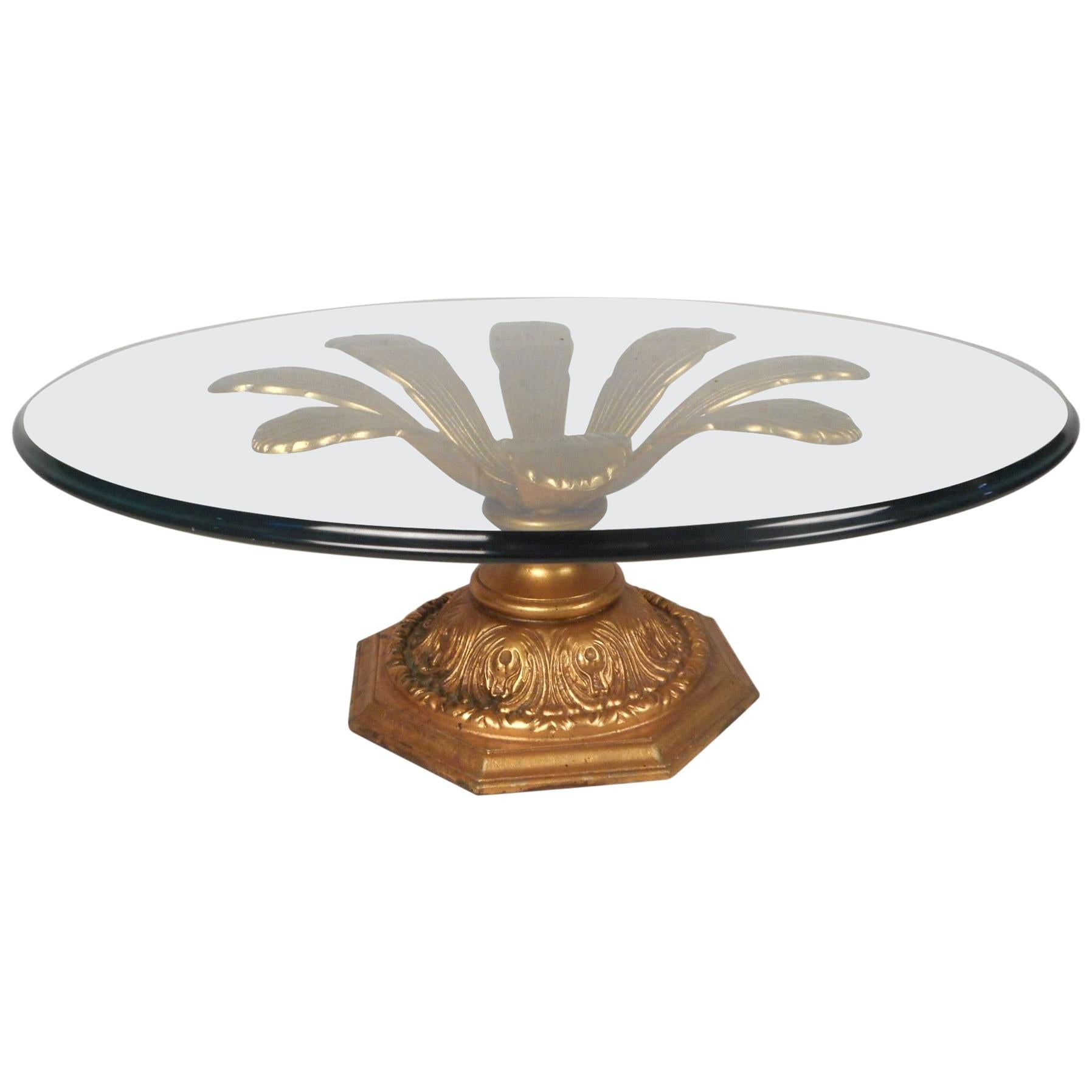 Midcentury Arthur Court Style Gilt Metal Flow Coffee Table For Sale