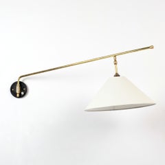 Midcentury Articulated Brass Wall Lamp, France, 1950