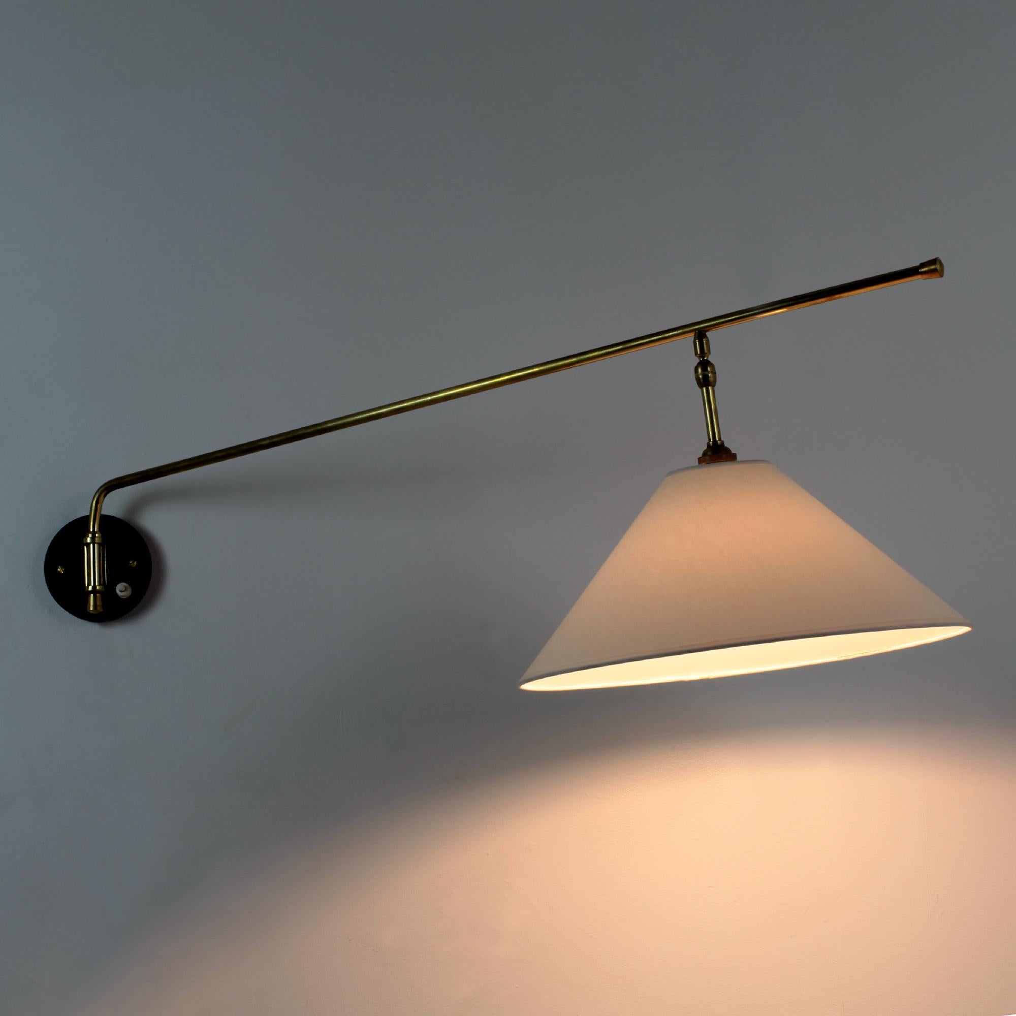 Mid-Century Modern Midcentury Articulated Brass Wall Lamp, France, 1950