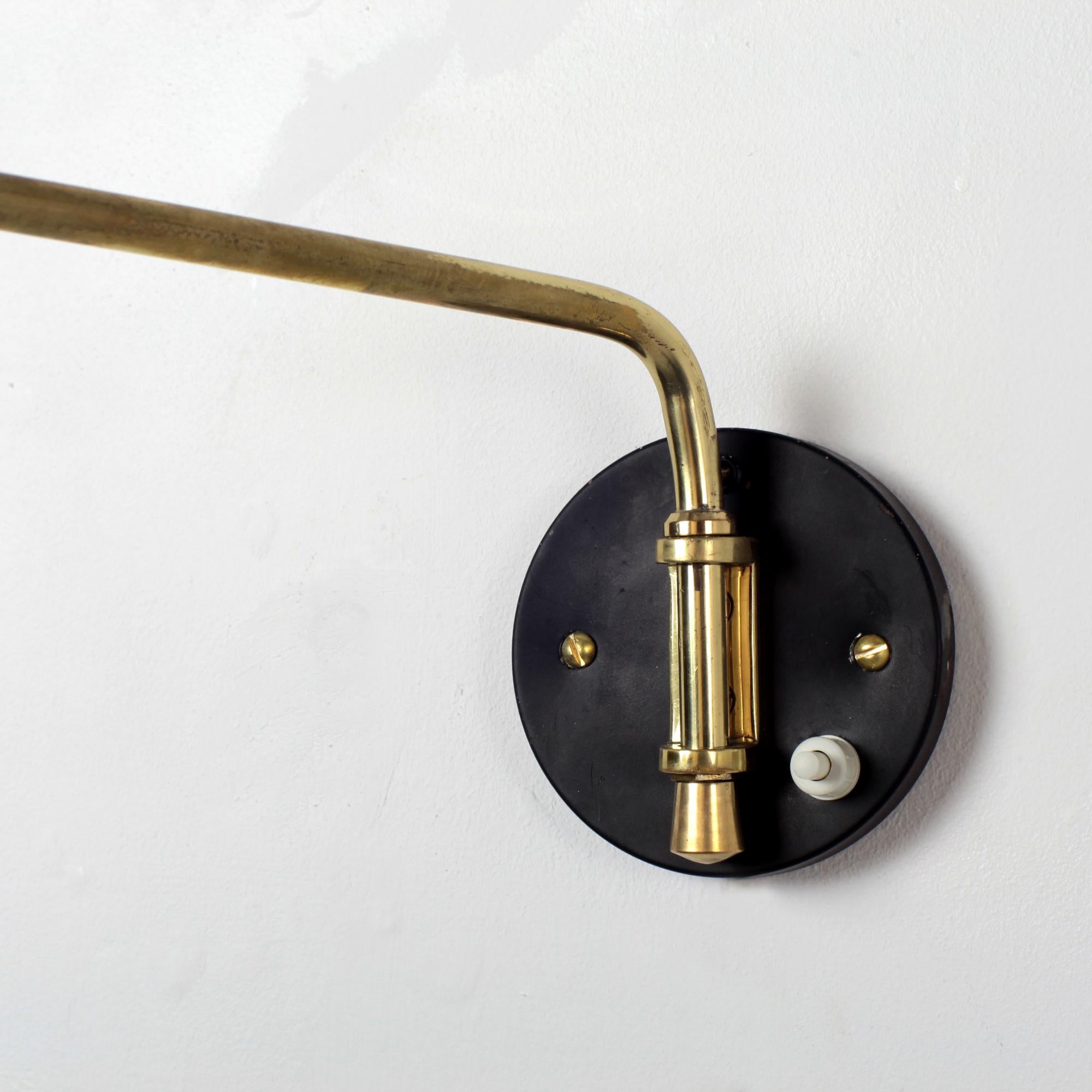 Midcentury Articulated Brass Wall Lamp, France, 1950 1