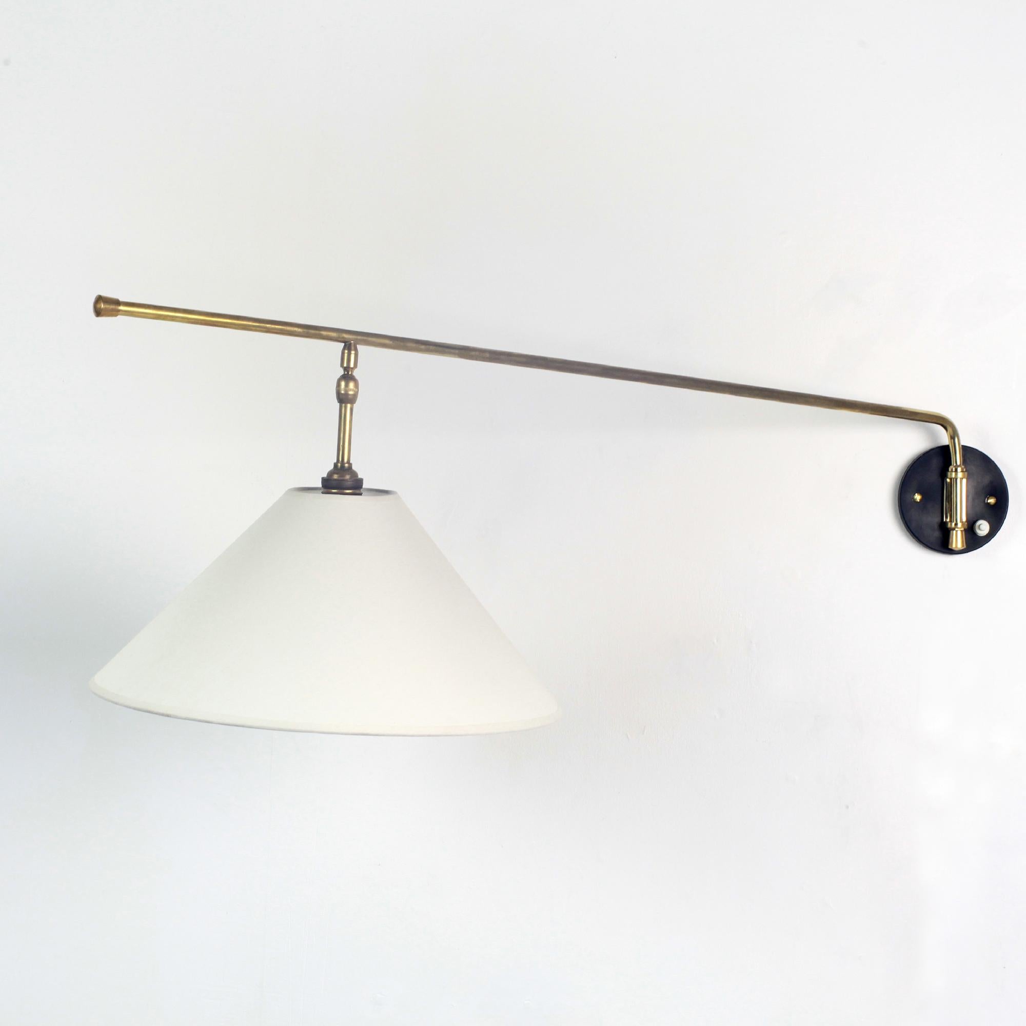 Midcentury Articulated Brass Wall Lamp, France, 1950 2