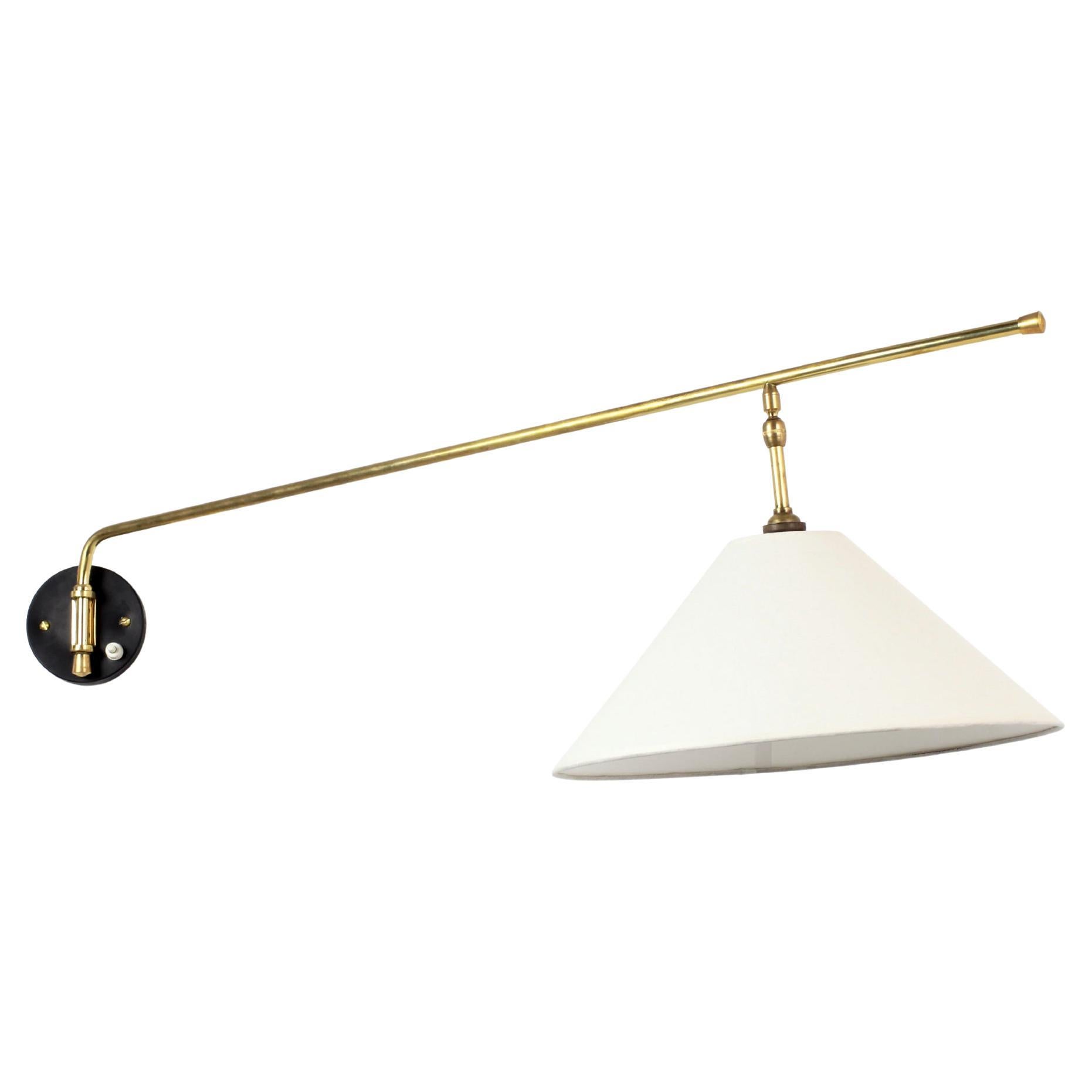 Midcentury Articulated Brass Wall Lamp, France, 1950