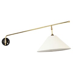 Midcentury Articulated Brass Wall Lamp, France, 1950