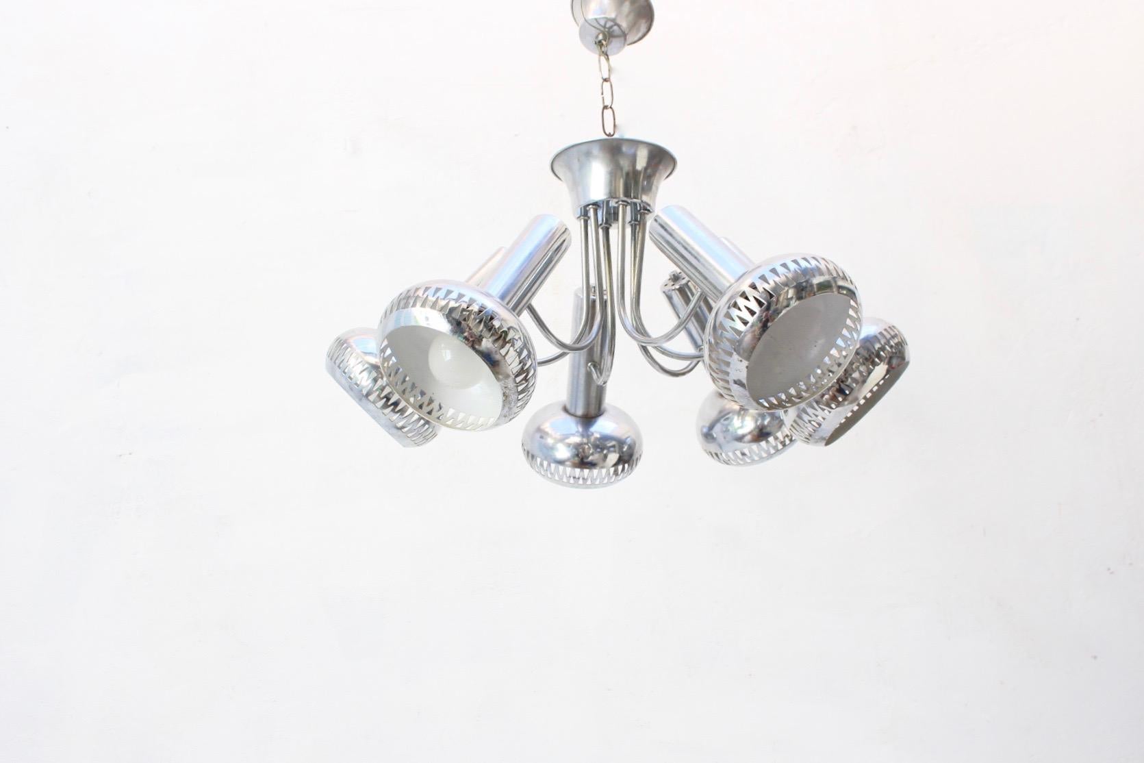 Midcentury Articulated Multi Focus Spider Chromed Pendant Lamp, 1970s For Sale 3