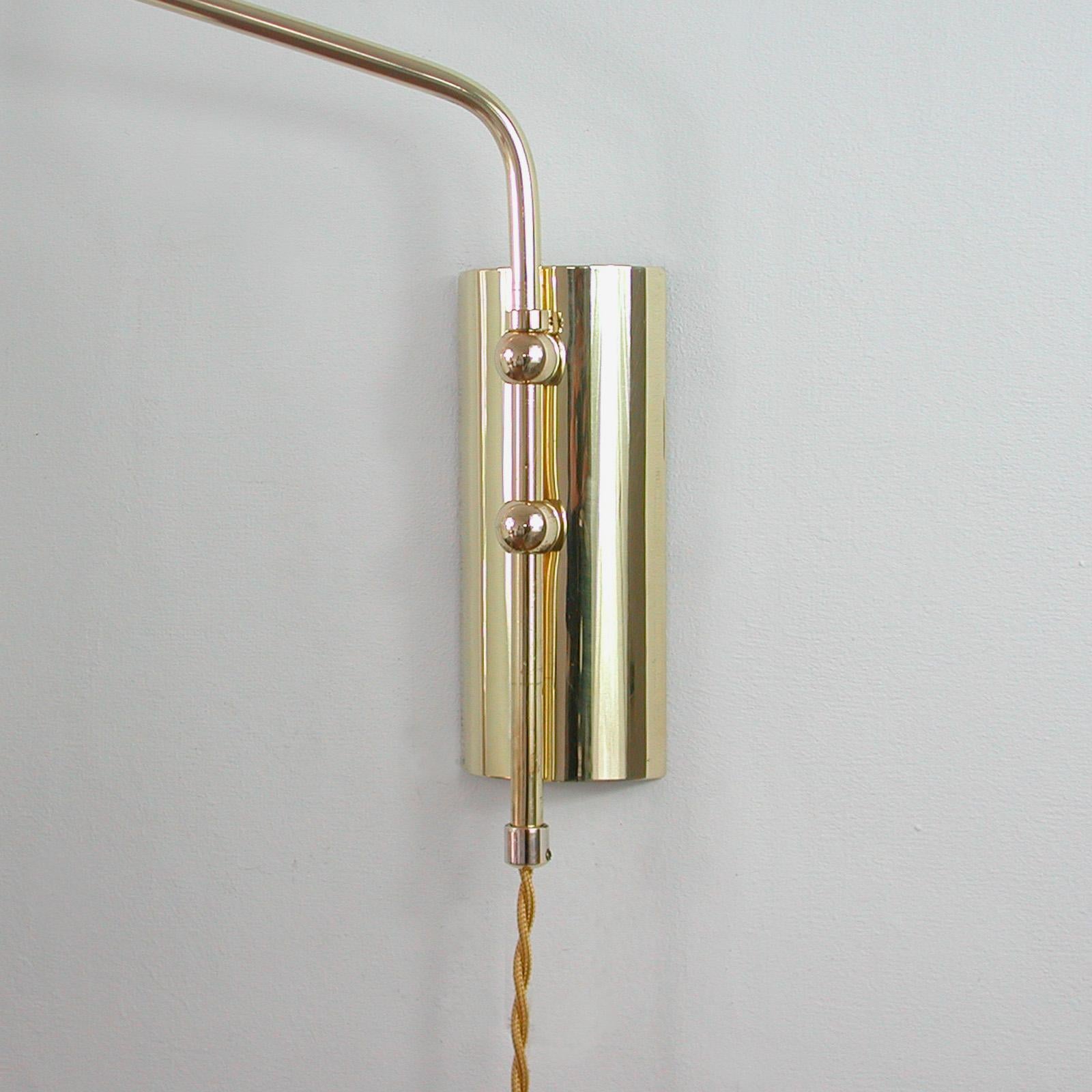Mid-20th Century Articulating Brass & Fabric Wall Light JT Kalmar 'attr.', 1960s, Set of 2
