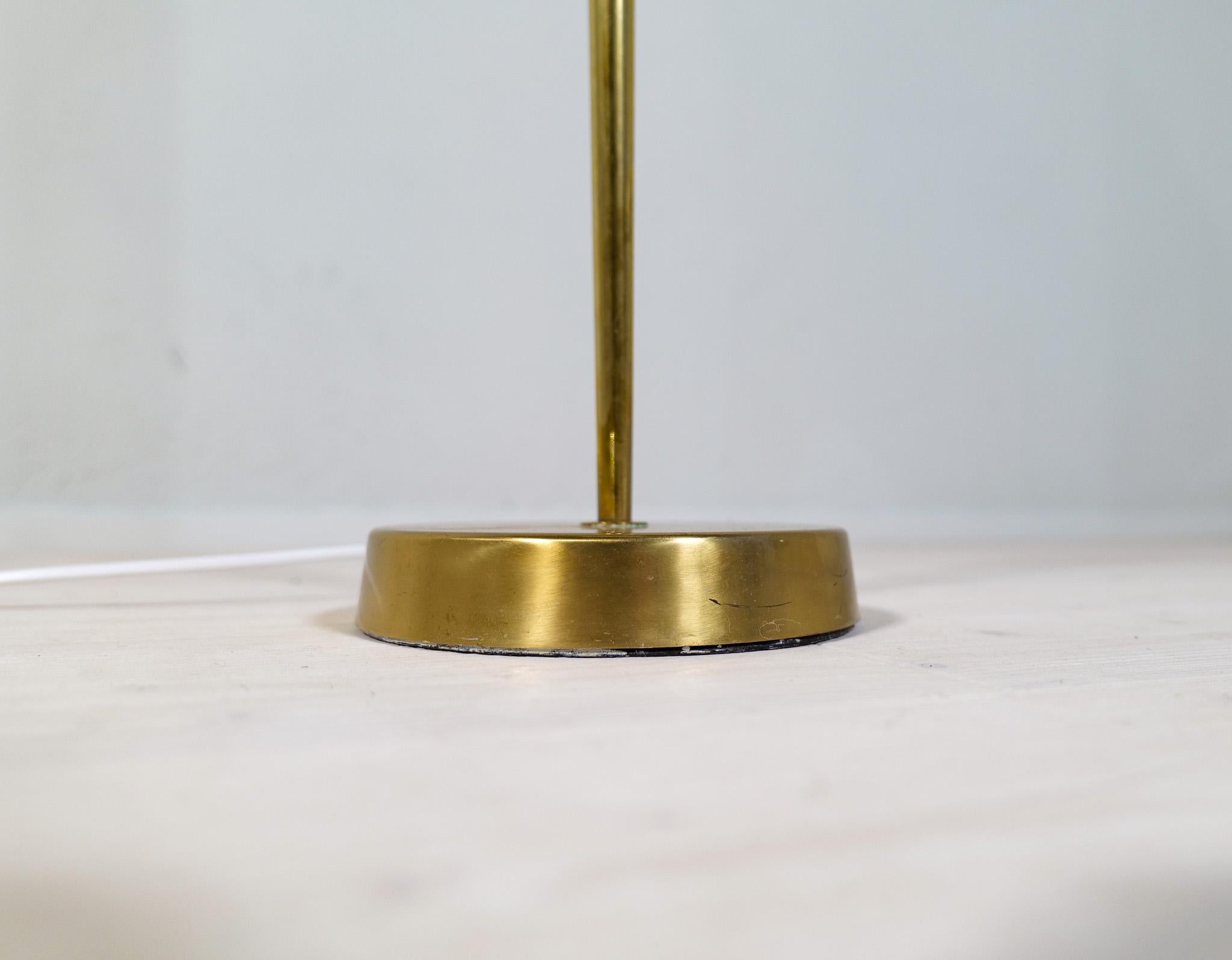Midcentury Modern ASEA Brass Floor Lamp with Round Cotton Shade, Sweden, 1960s For Sale 6