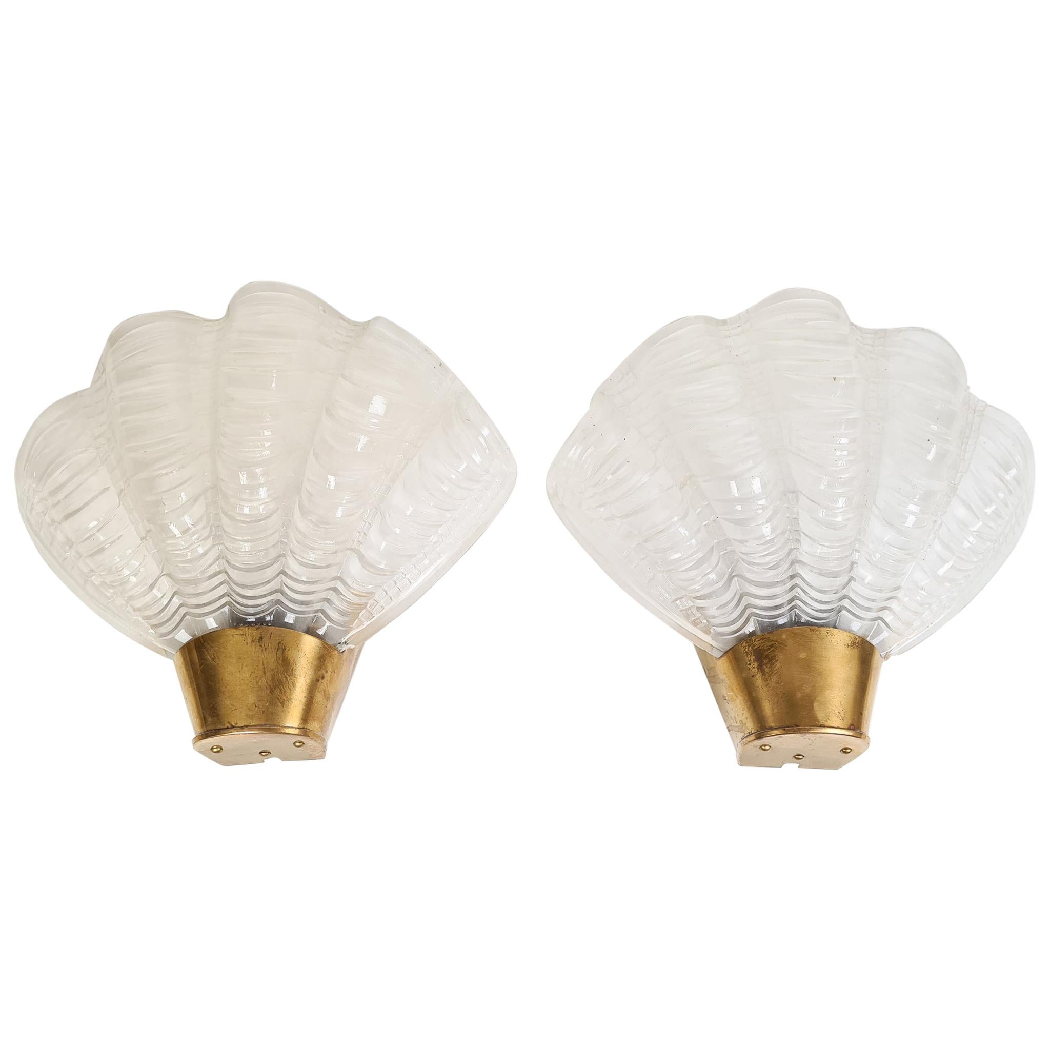 Midcentury ASEA Wall Lights, "Coquille", 1950s, Sweden