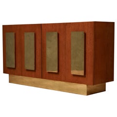 Credenza MidCentury in Wood e ottone, 1980