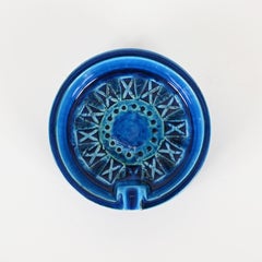 Midcentury Ashtray by Montelupo in Blue "Rimini" Ceramic, Bitossi Italy, 1960s