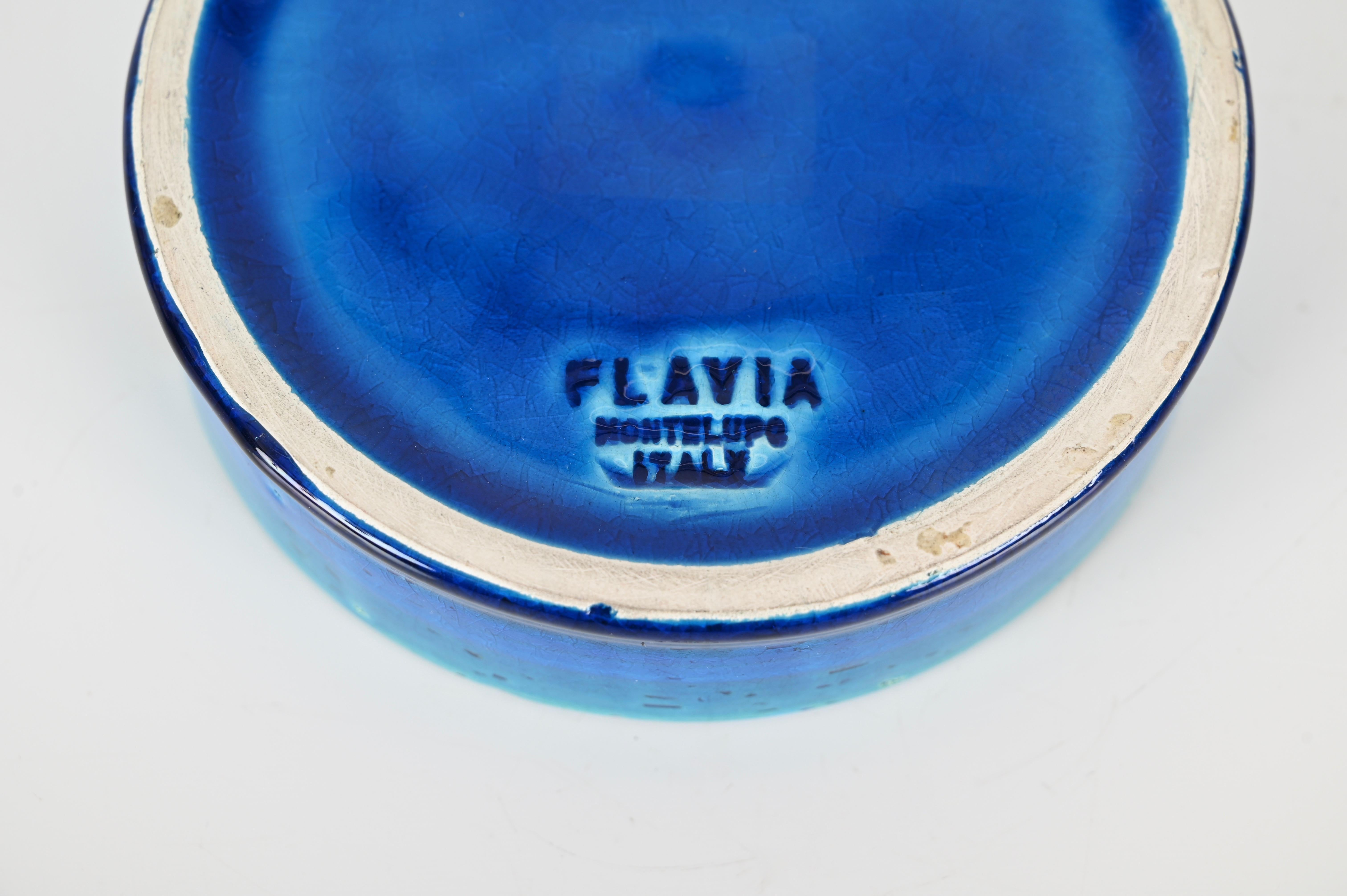 Aschenbecher aus der Mitte des Jahrhunderts von Montelupo aus blauer „Rimini“-Keramik, Bitossi Italien, 1960er Jahre (Italienisch) im Angebot