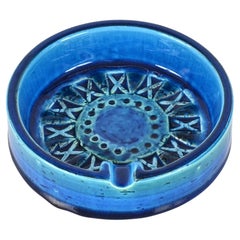 Vintage Midcentury Ashtray by Montelupo in Blue "Rimini" Ceramic, Bitossi Italy, 1960s