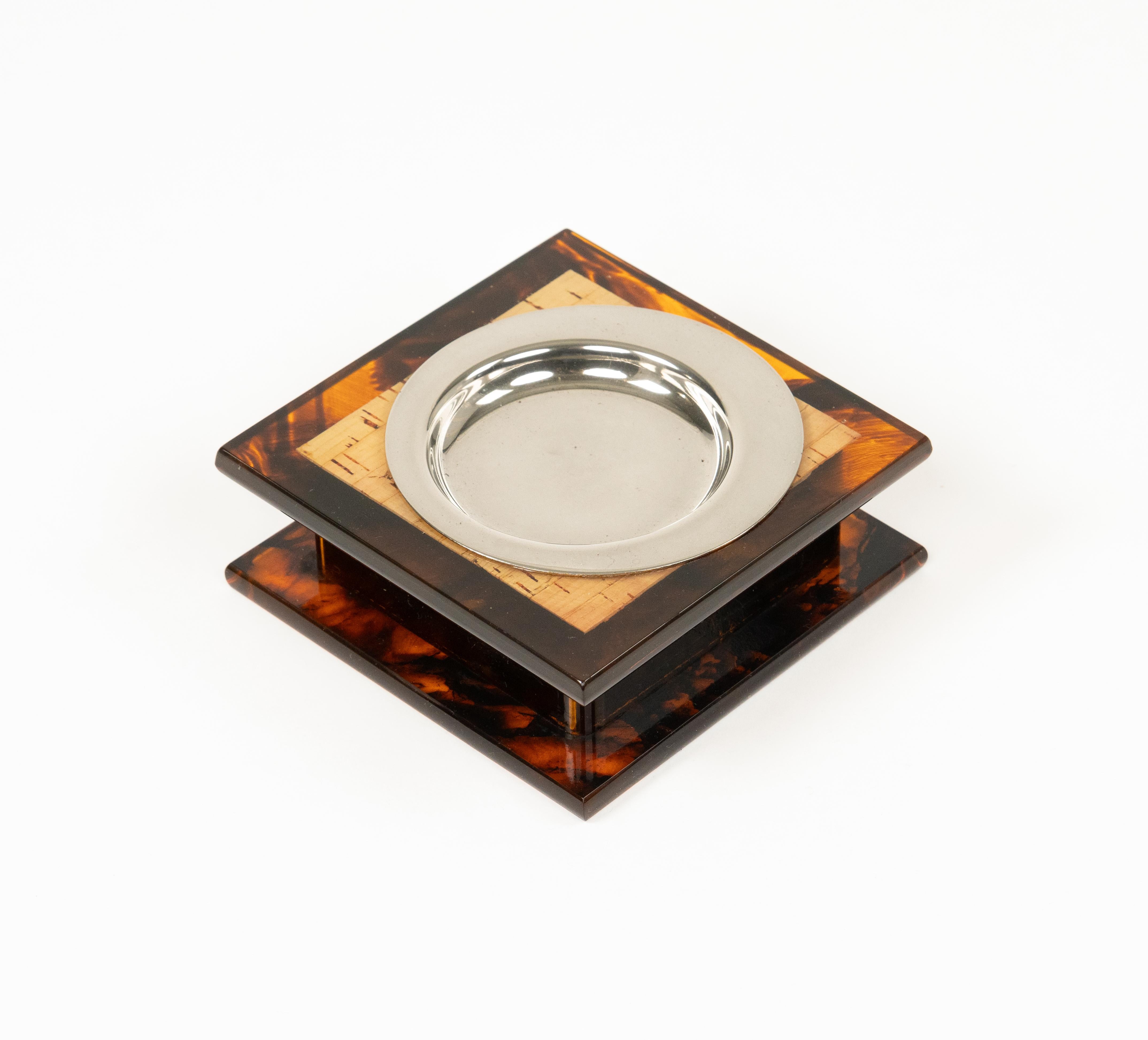 Midcentury Ashtray Faux Tortoiseshell Lucite Christian Dior Style, Italy 1970s For Sale 3