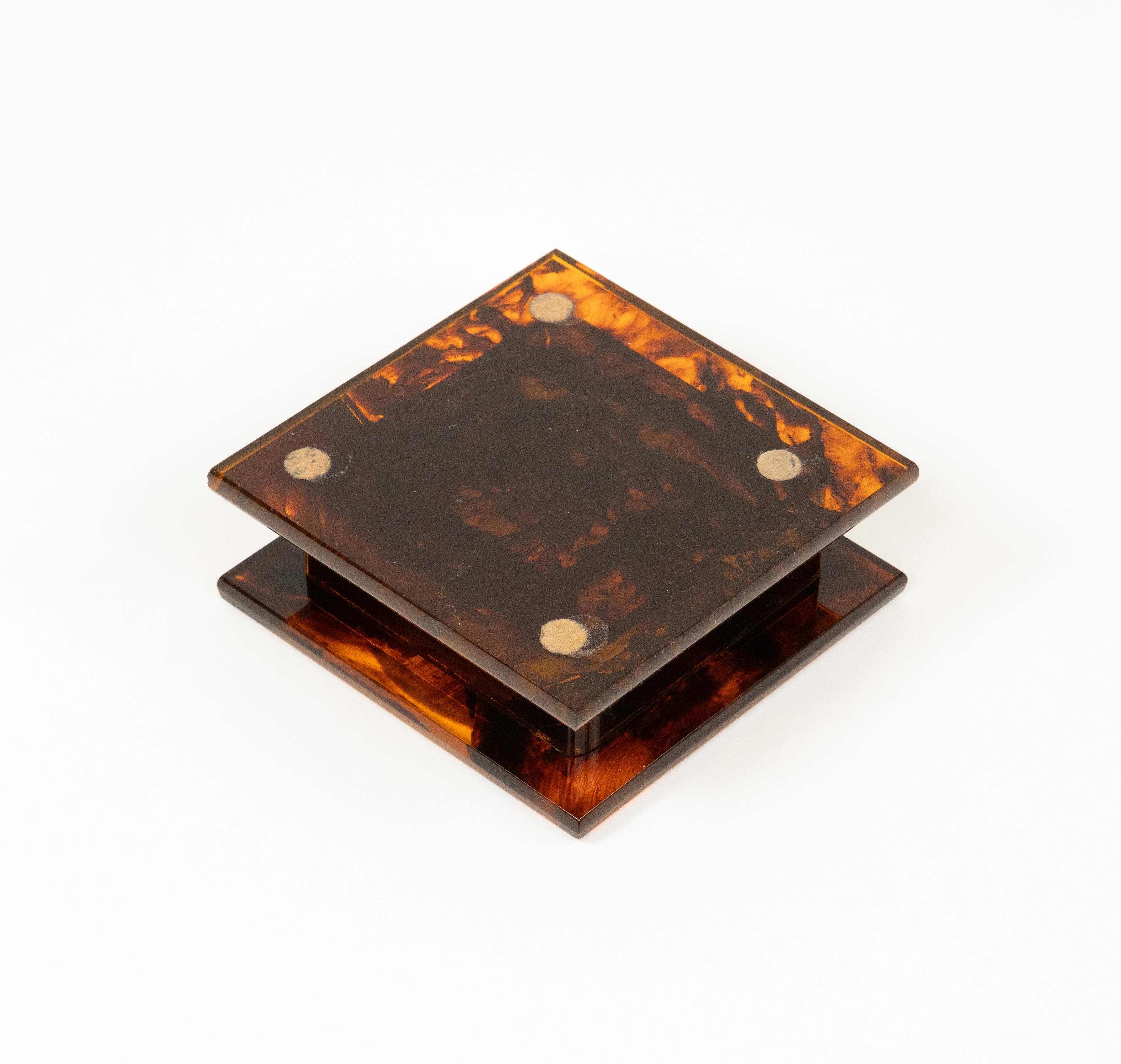 Midcentury Ashtray Faux Tortoiseshell Lucite Christian Dior Style, Italy 1970s For Sale 4