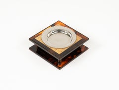 Midcentury Ashtray Faux Tortoiseshell Lucite Christian Dior Style, Italy 1970s