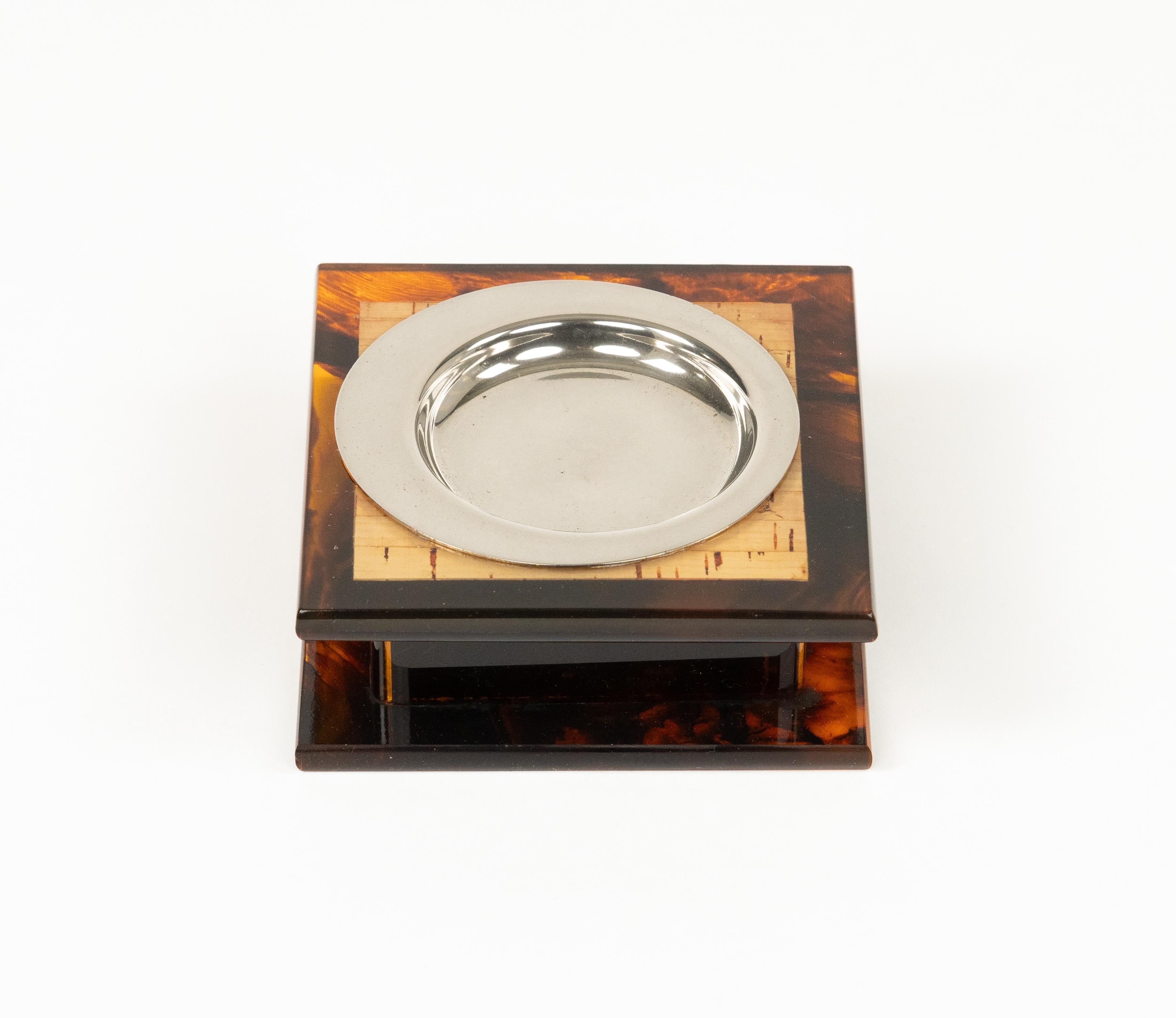 Late 20th Century Midcentury Ashtray Faux Tortoiseshell Lucite Christian Dior Style, Italy 1970s For Sale