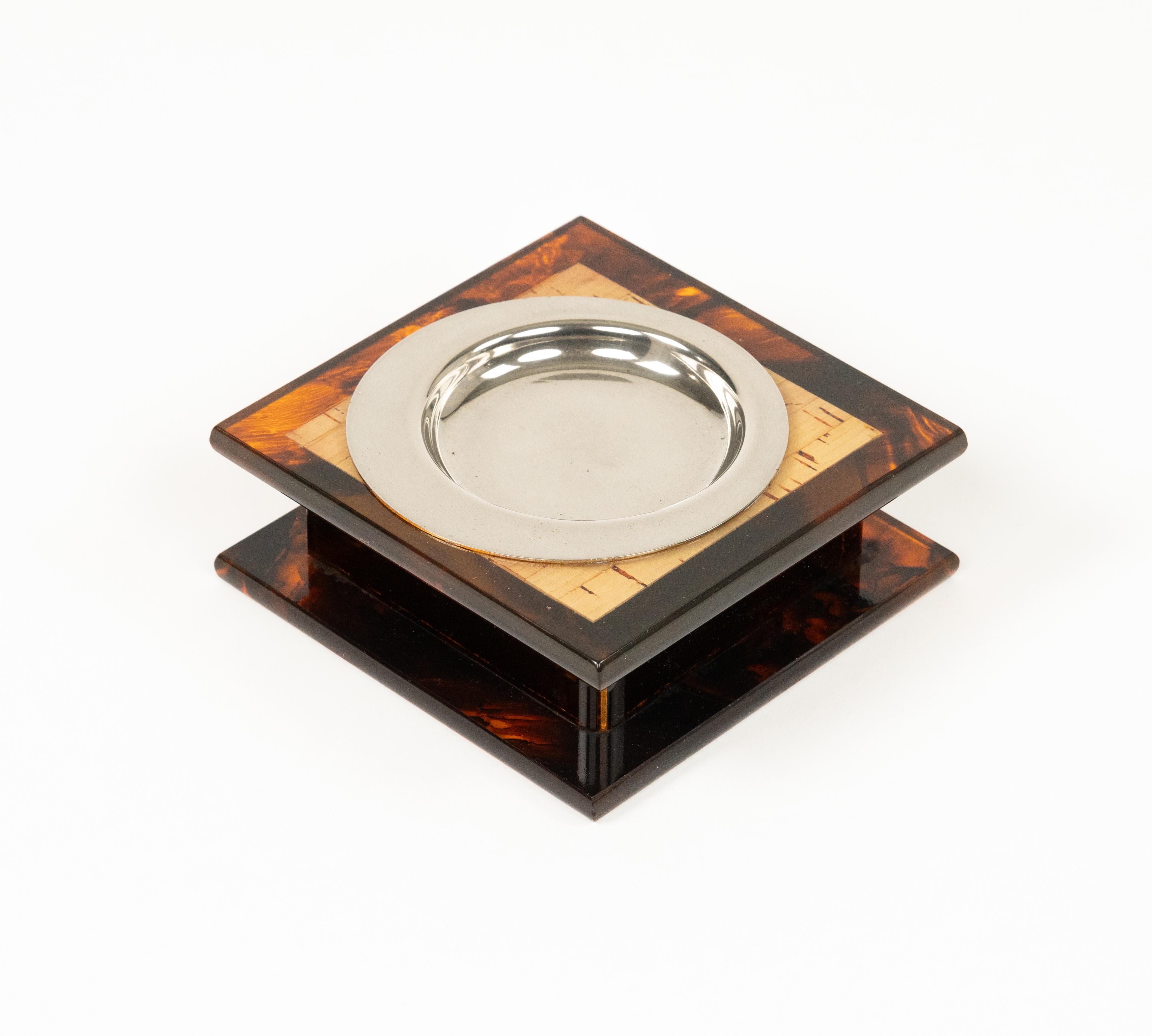 Midcentury Ashtray Faux Tortoiseshell Lucite Christian Dior Style, Italy 1970s For Sale 1
